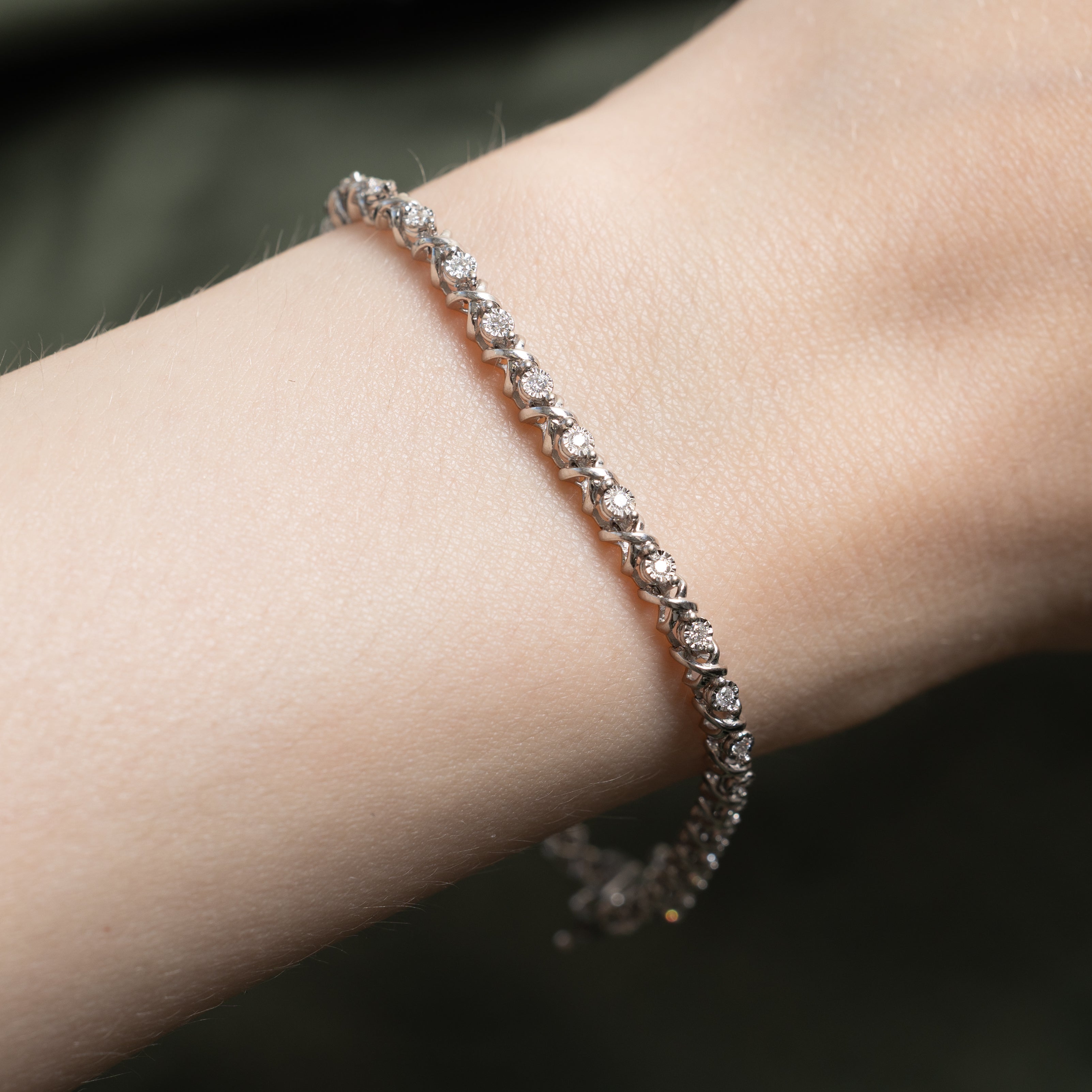 White Gold Illusion Set Diamond Tennis Bracelet | 0.42ctw | 7.5"