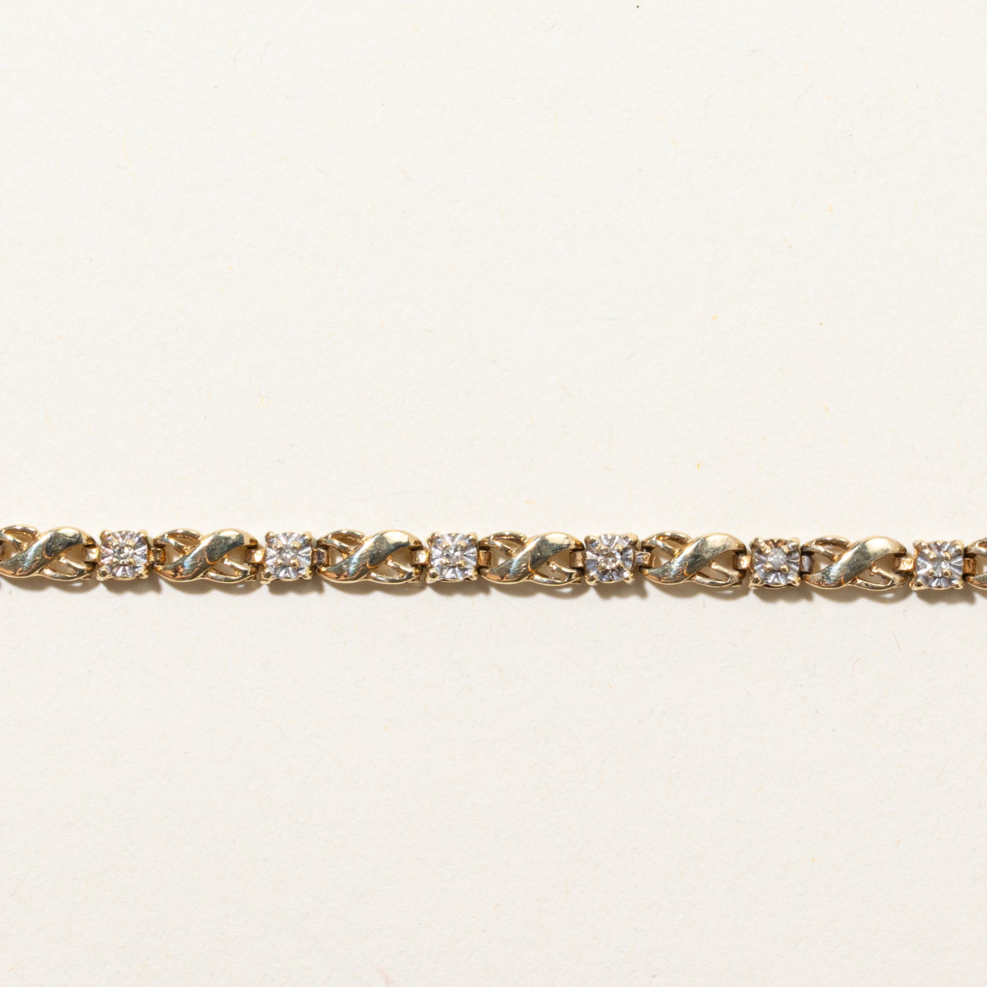 Yellow Gold Diamond Infinity Link Tennis Bracelet | 0.24ctw | 7"
