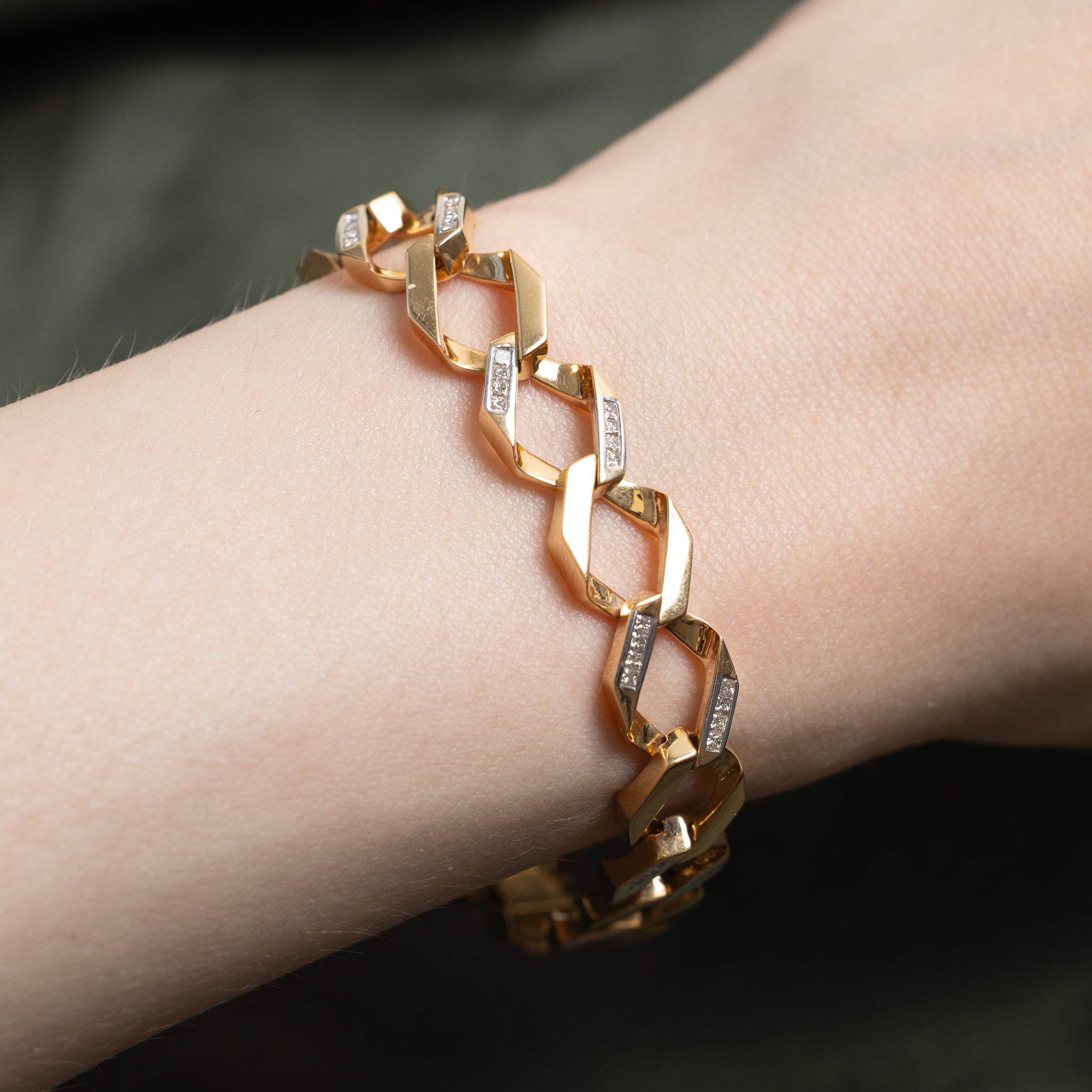 18k Princess Cut Diamond Curb Link Bracelet | 0.80ctw | 7"