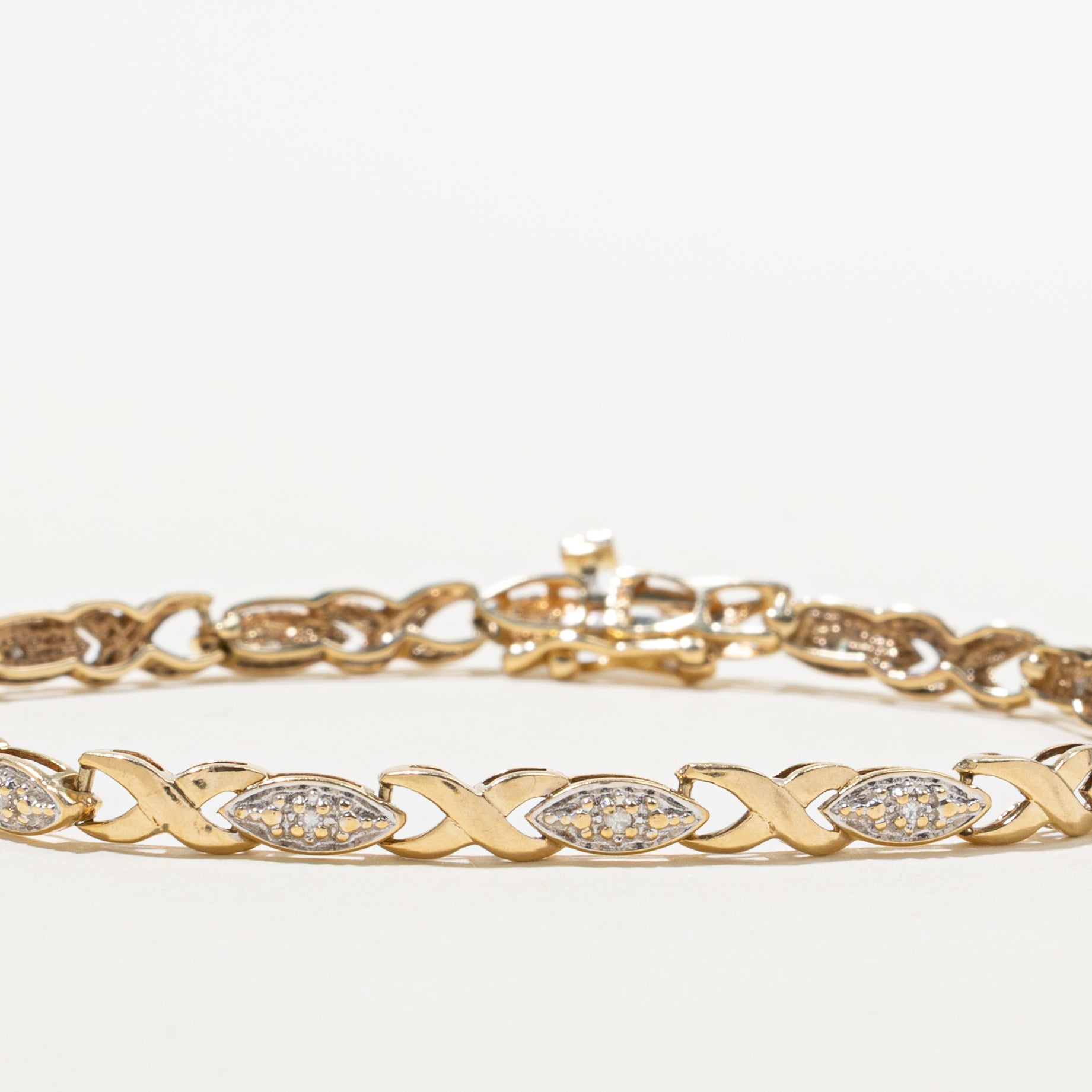 Yellow Gold Diamond X Chain Tennis Bracelet | 0.11ctw | 7.5"