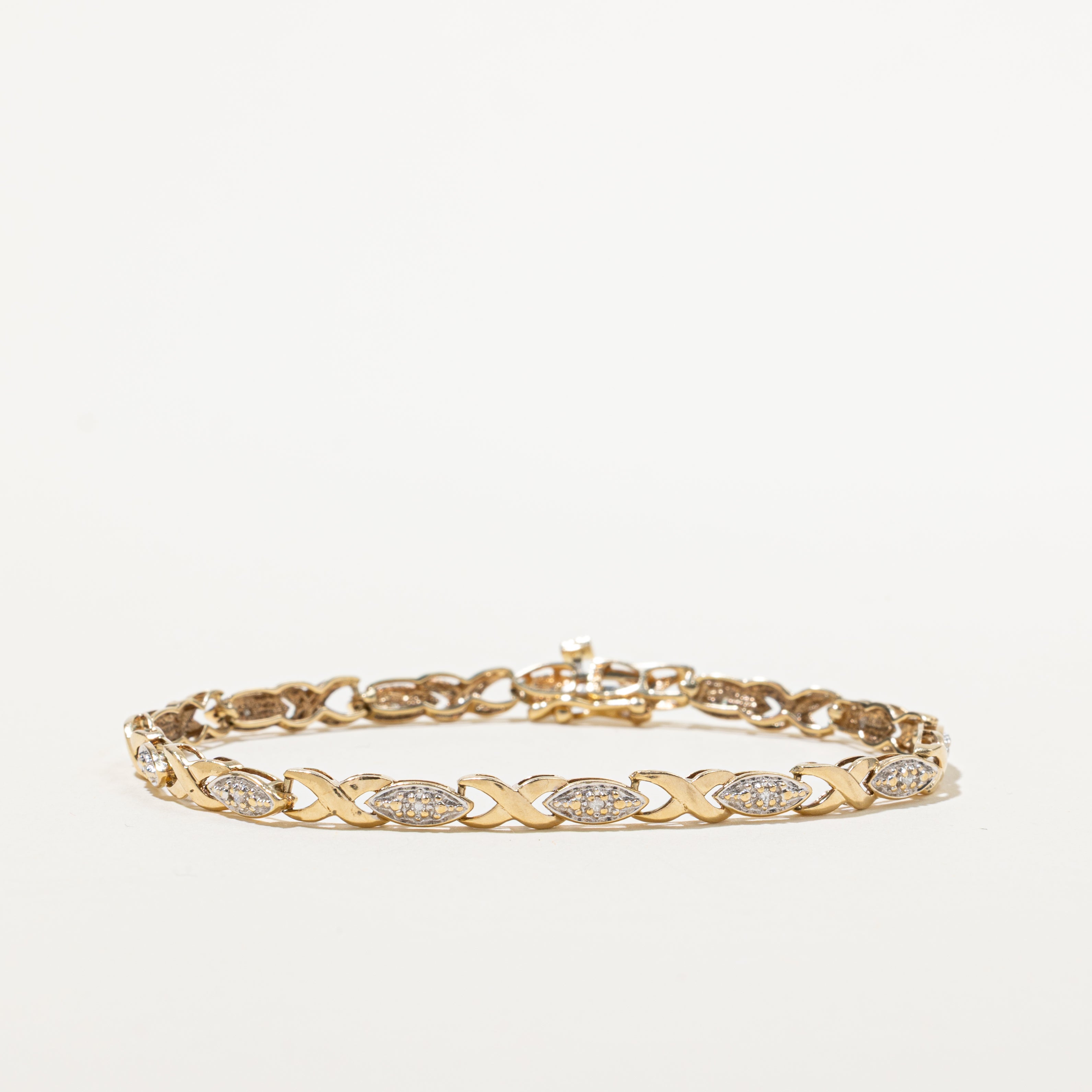 Yellow Gold Diamond X Chain Tennis Bracelet | 0.11ctw | 7.5"