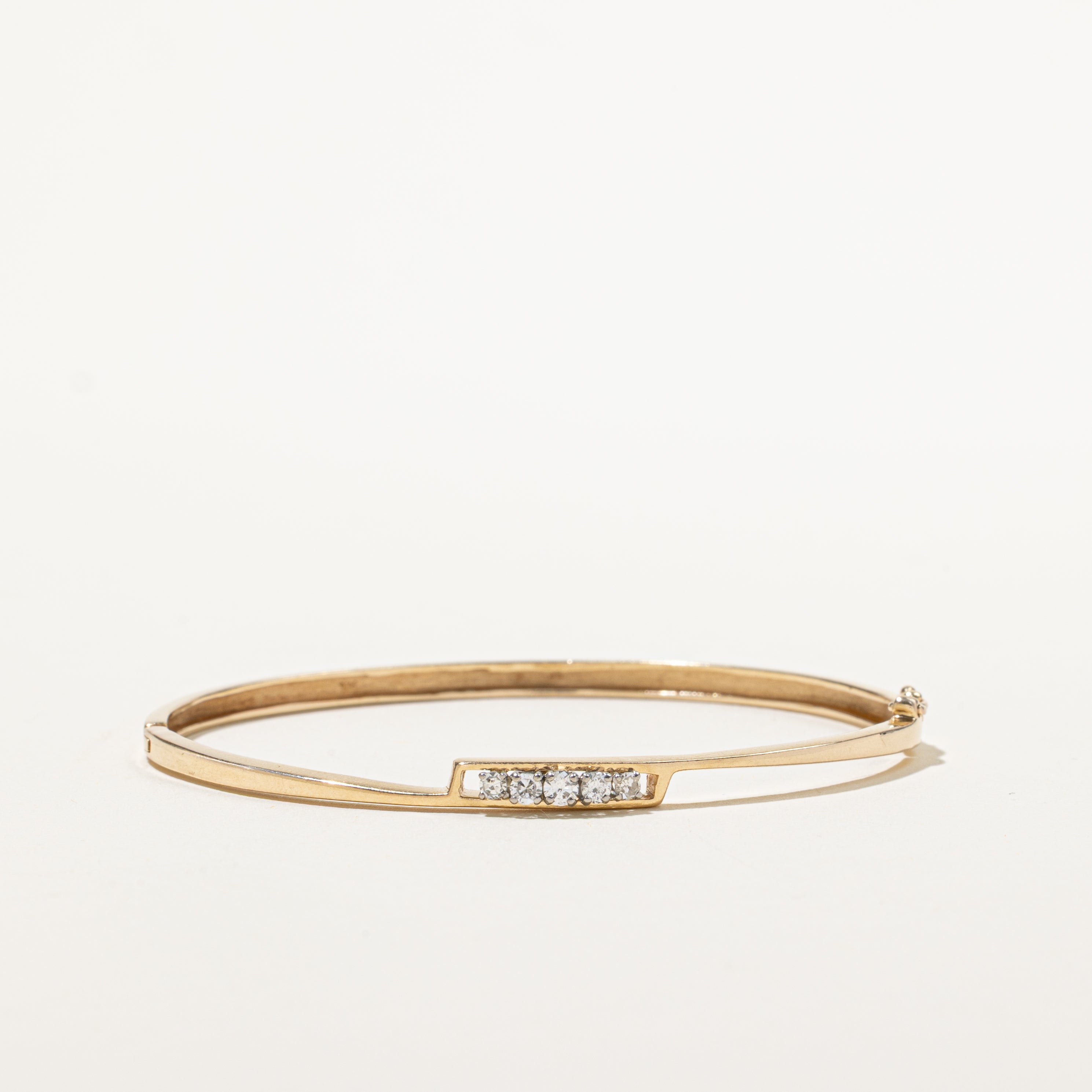 Yellow Gold Diamond Bypass Bangle | 0.22ctw | 6"