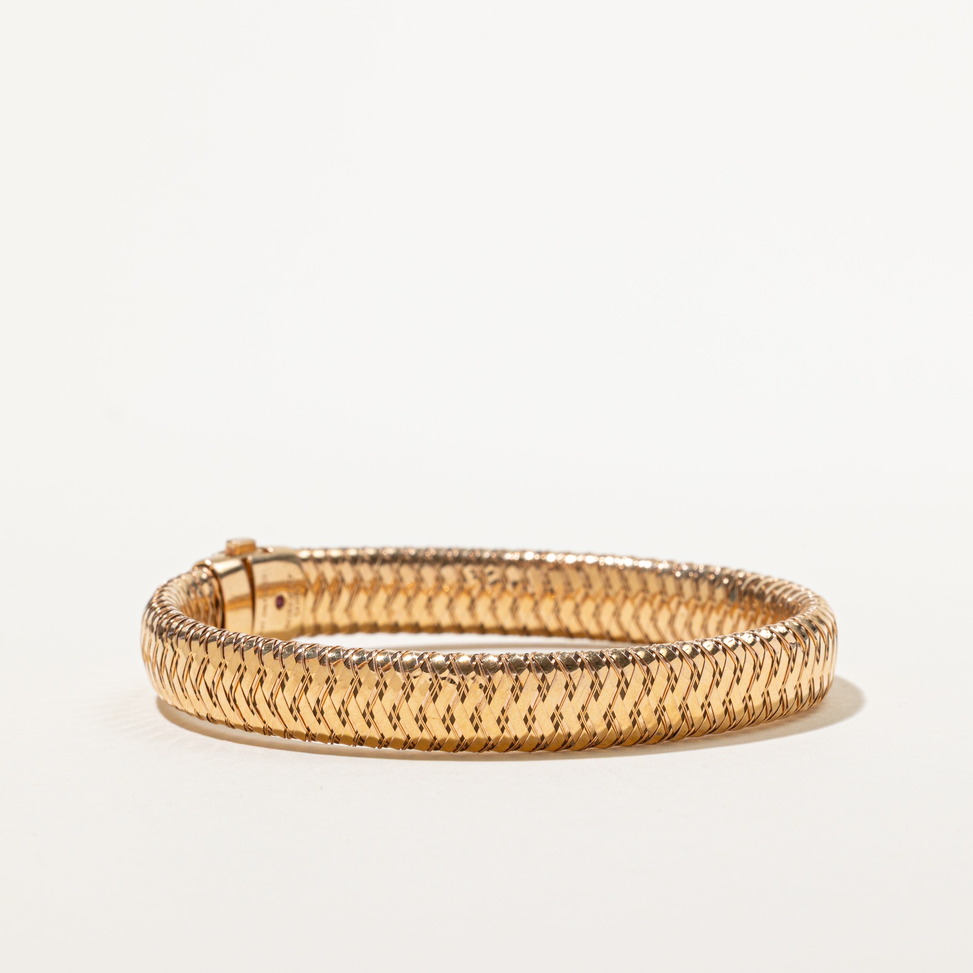 Italian 18k Diamond & Hidden Ruby Woven Strap Bracelet | 0.01ct, 0.10ctw | 8"