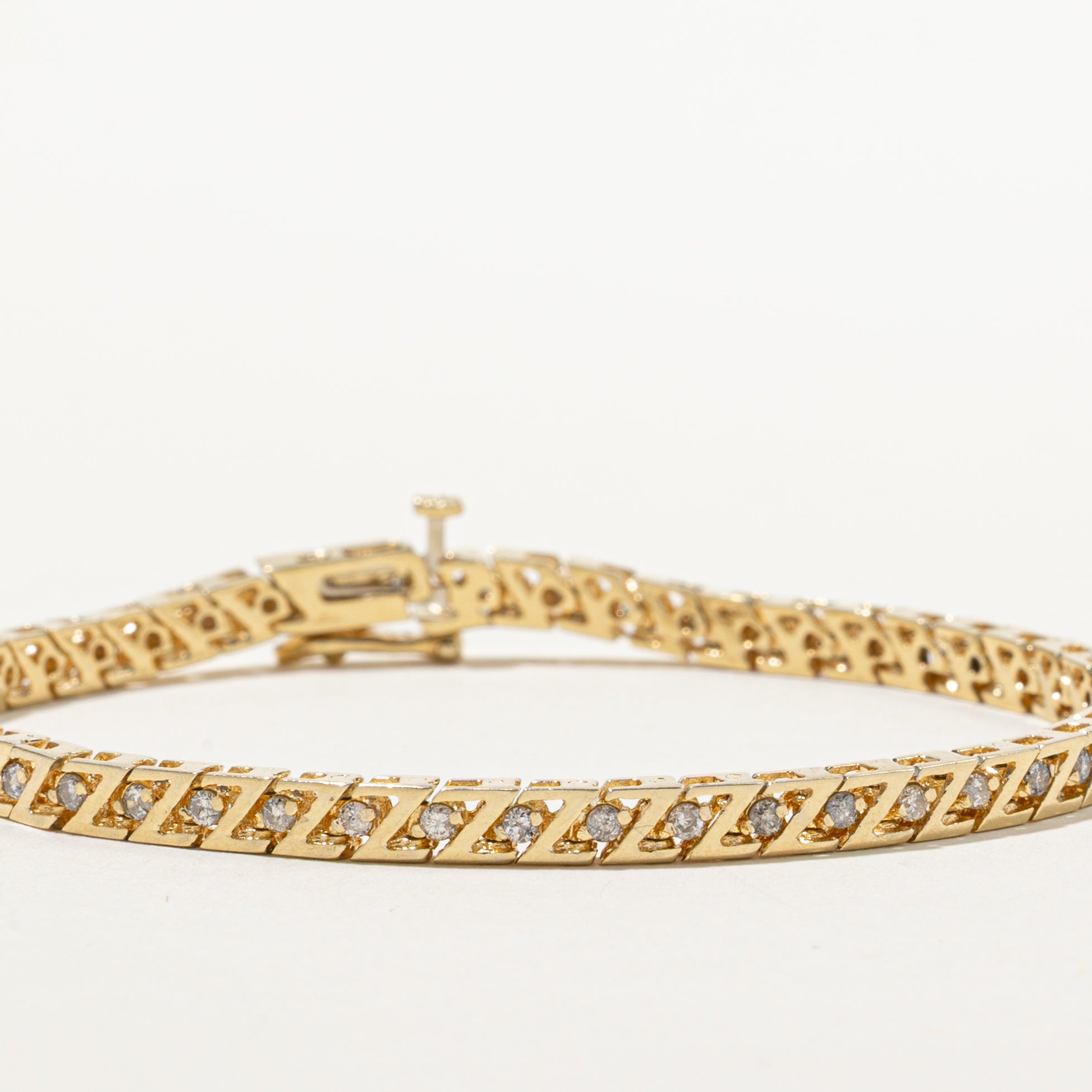 Yellow Gold Diamond Zigzag Tennis Bracelet | 0.94ctw | 7"