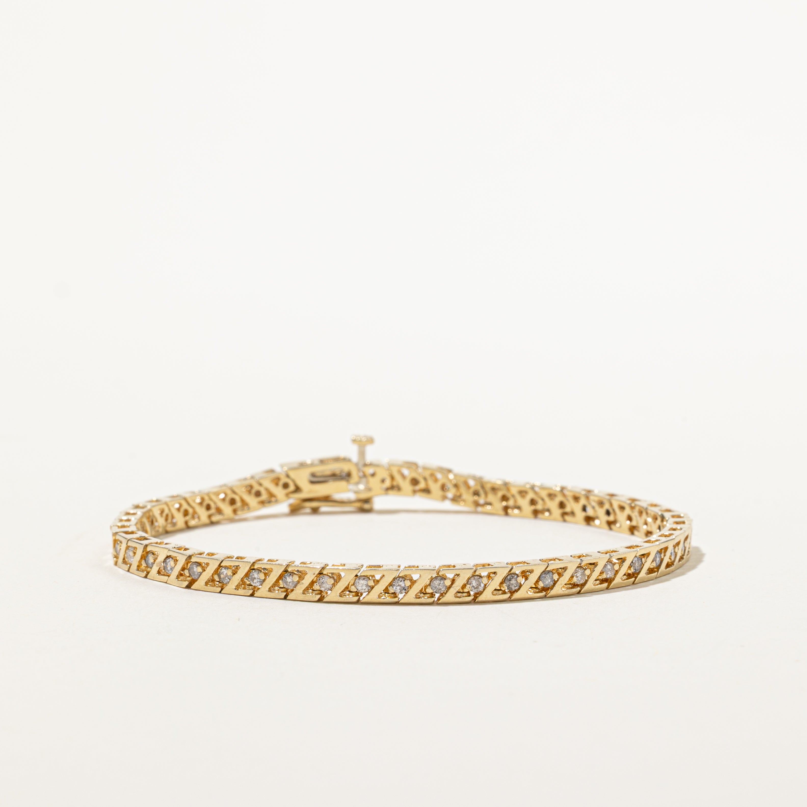 Yellow Gold Diamond Zigzag Tennis Bracelet | 0.94ctw | 7"