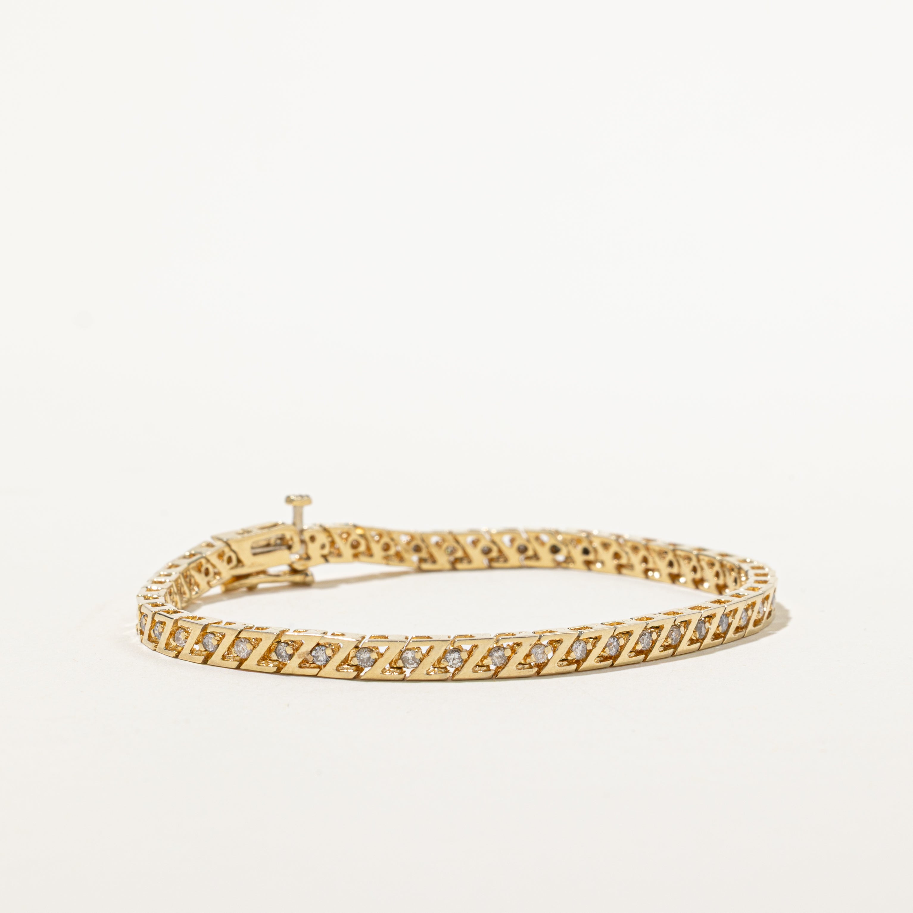 Yellow Gold Diamond Zigzag Tennis Bracelet | 0.94ctw | 7"