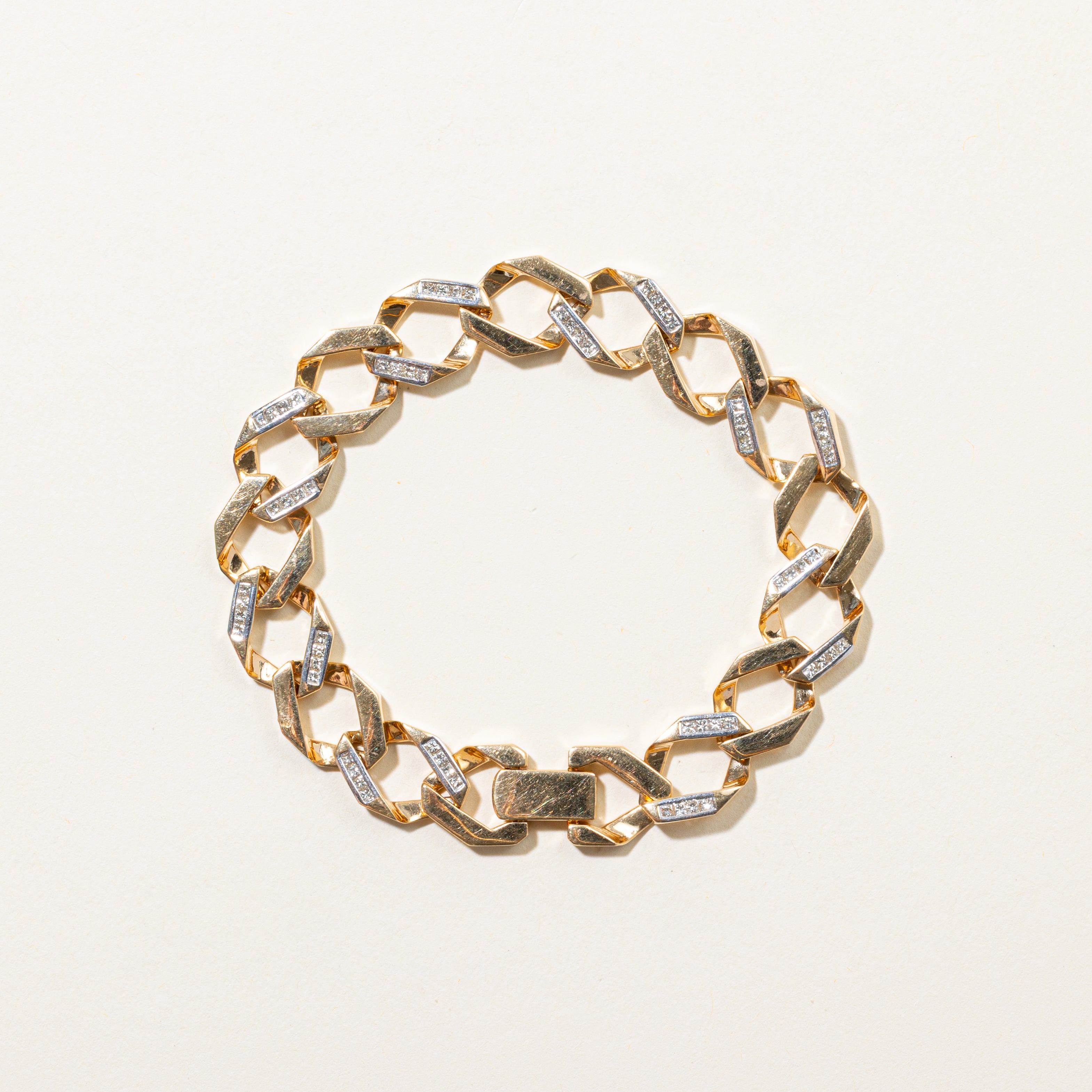 18k Princess Cut Diamond Curb Link Bracelet | 0.80ctw | 7"