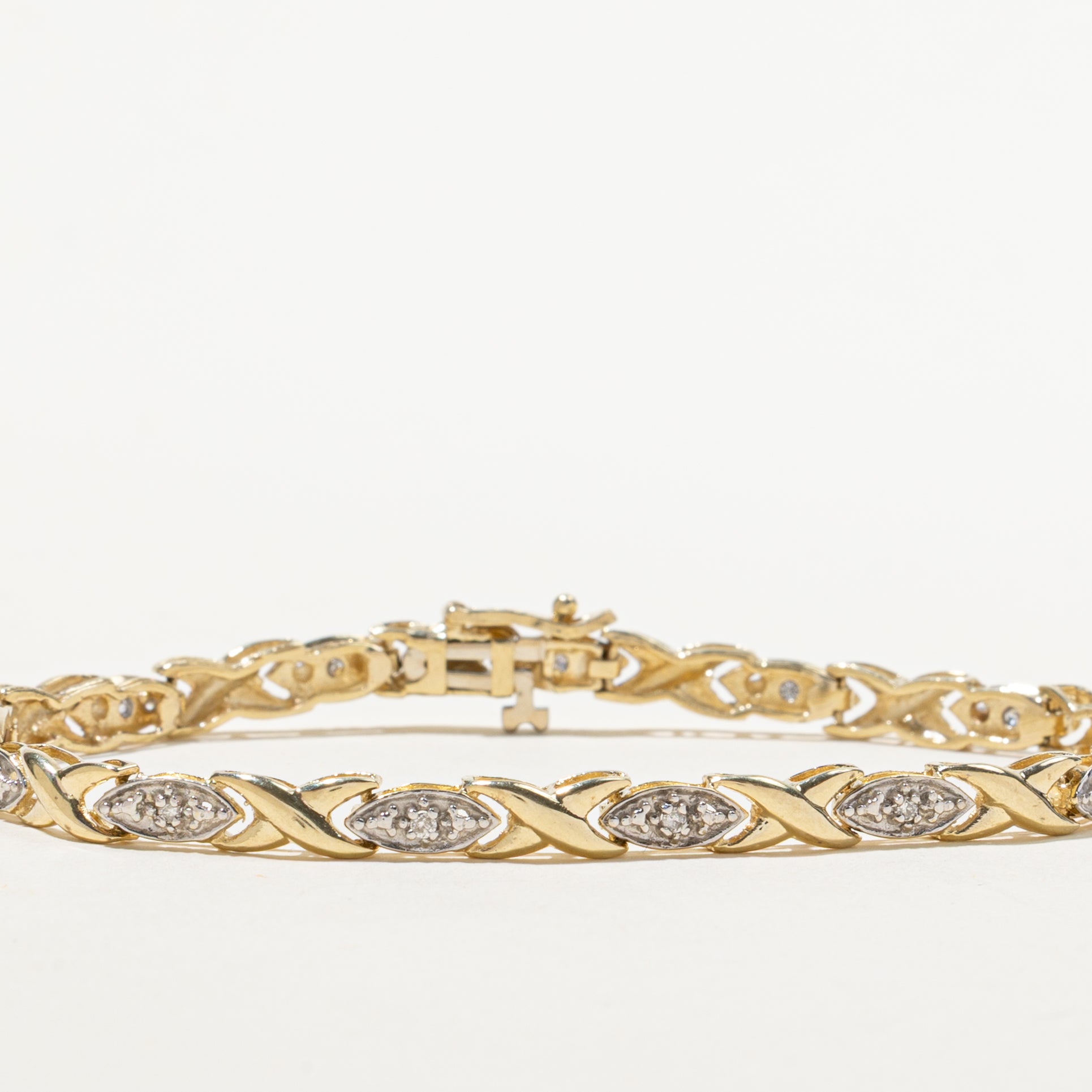 Yellow Gold Diamond X Tennis Bracelet | 0.14ct | 7"