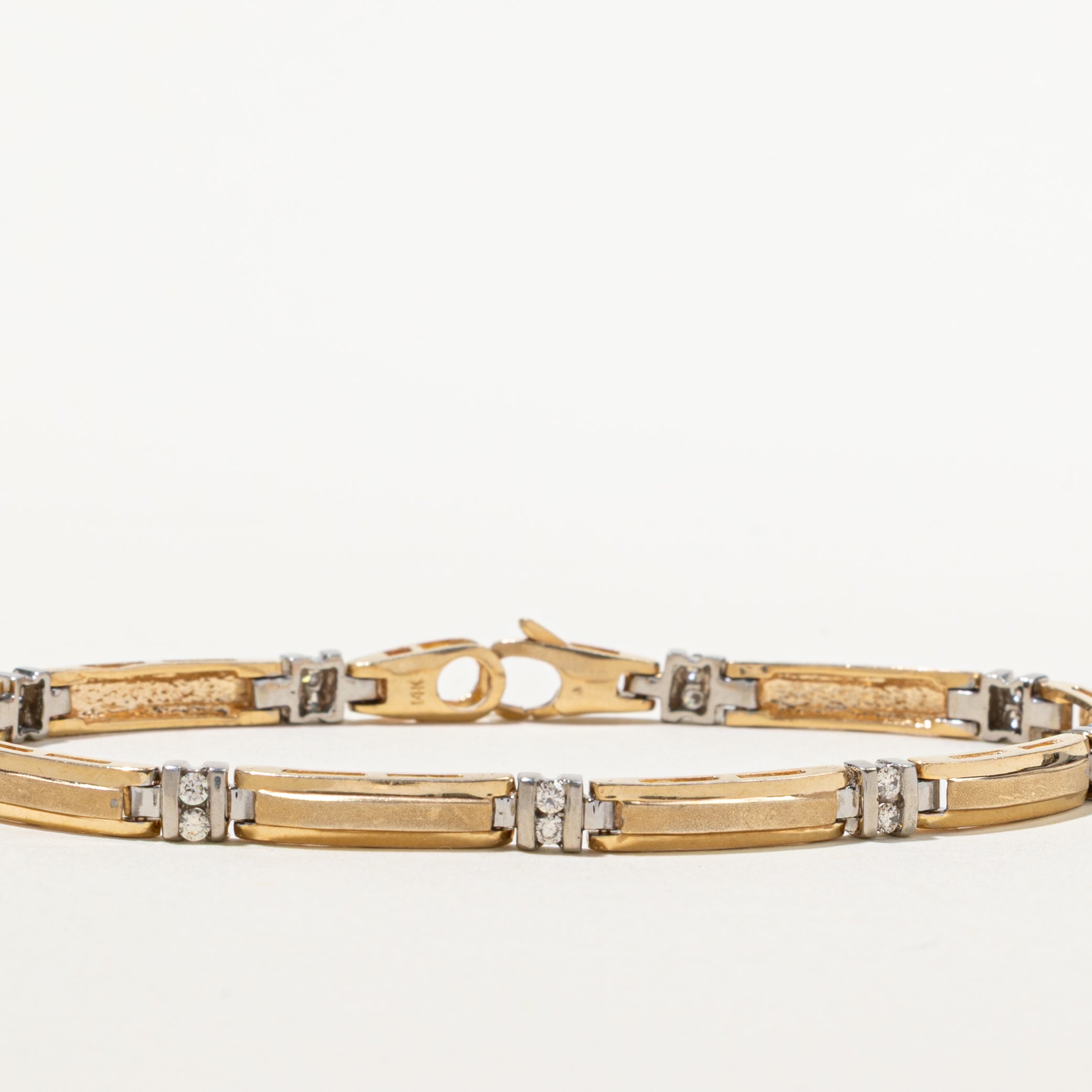 Yellow Gold Diamond Bar Link Bracelet | 0.40ctw | 7.5"