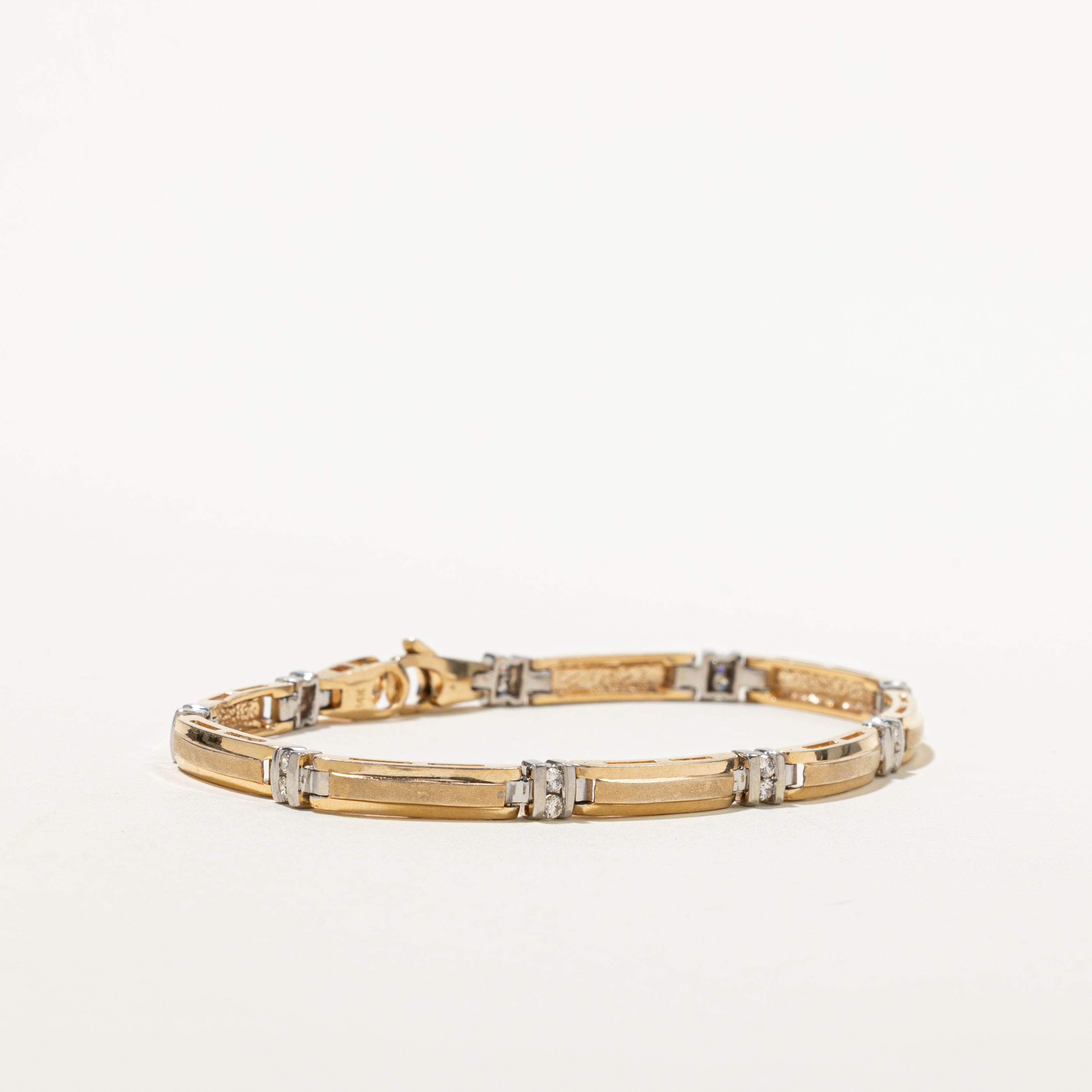 Yellow Gold Diamond Bar Link Bracelet | 0.40ctw | 7.5"