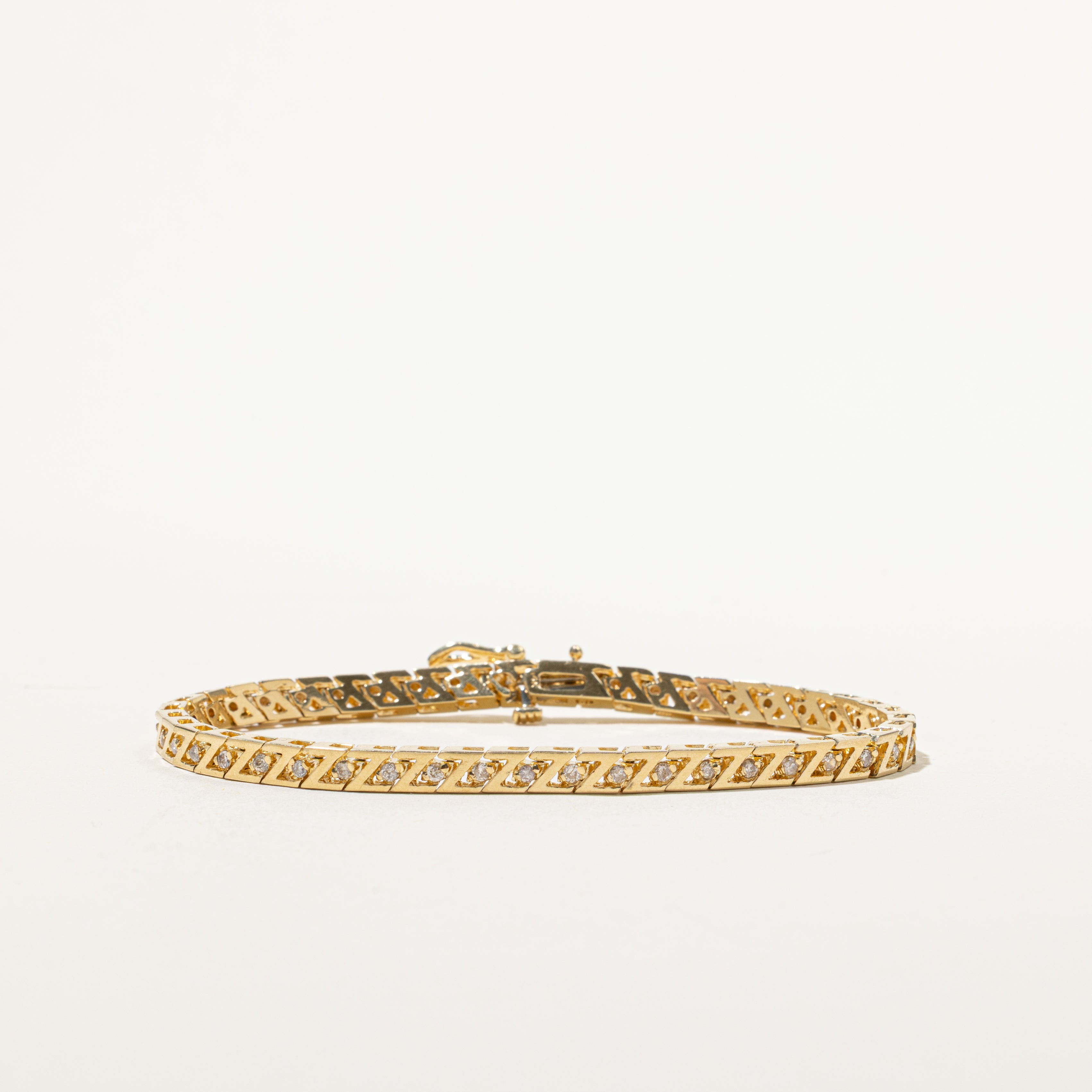 Yellow Gold Diamond Zigzag Tennis Bracelet | 0.84ctw | 7.25"