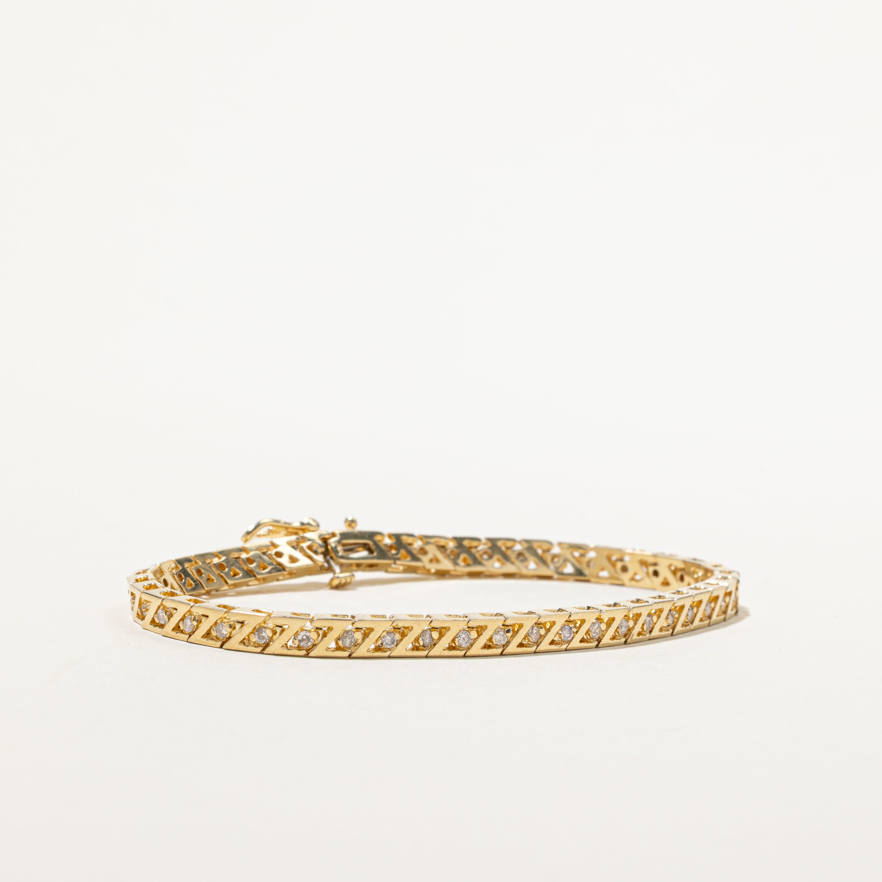 Yellow Gold Diamond Zigzag Tennis Bracelet | 0.84ctw | 7.25"