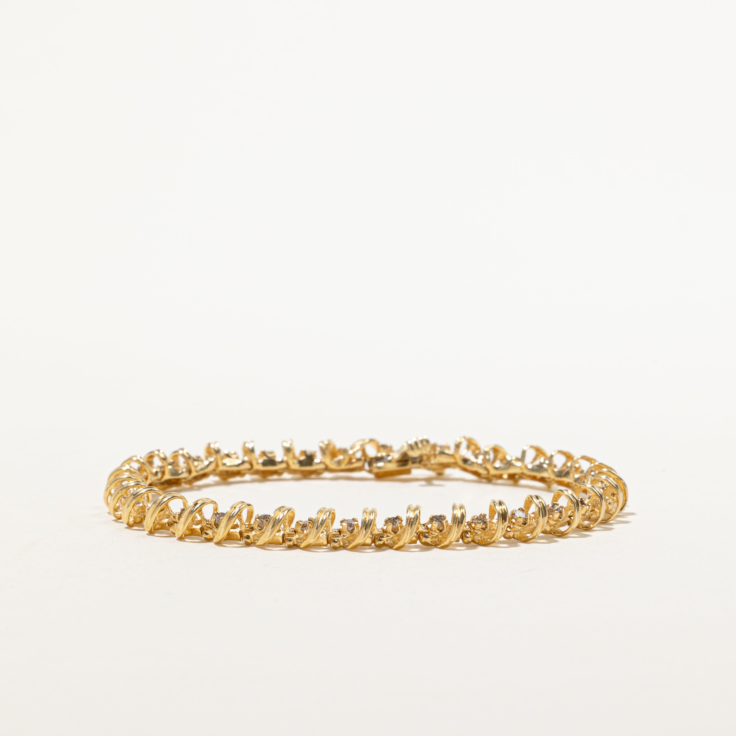 Yellow Gold Diamond X Tennis Bracelet | 0.14ct | 7