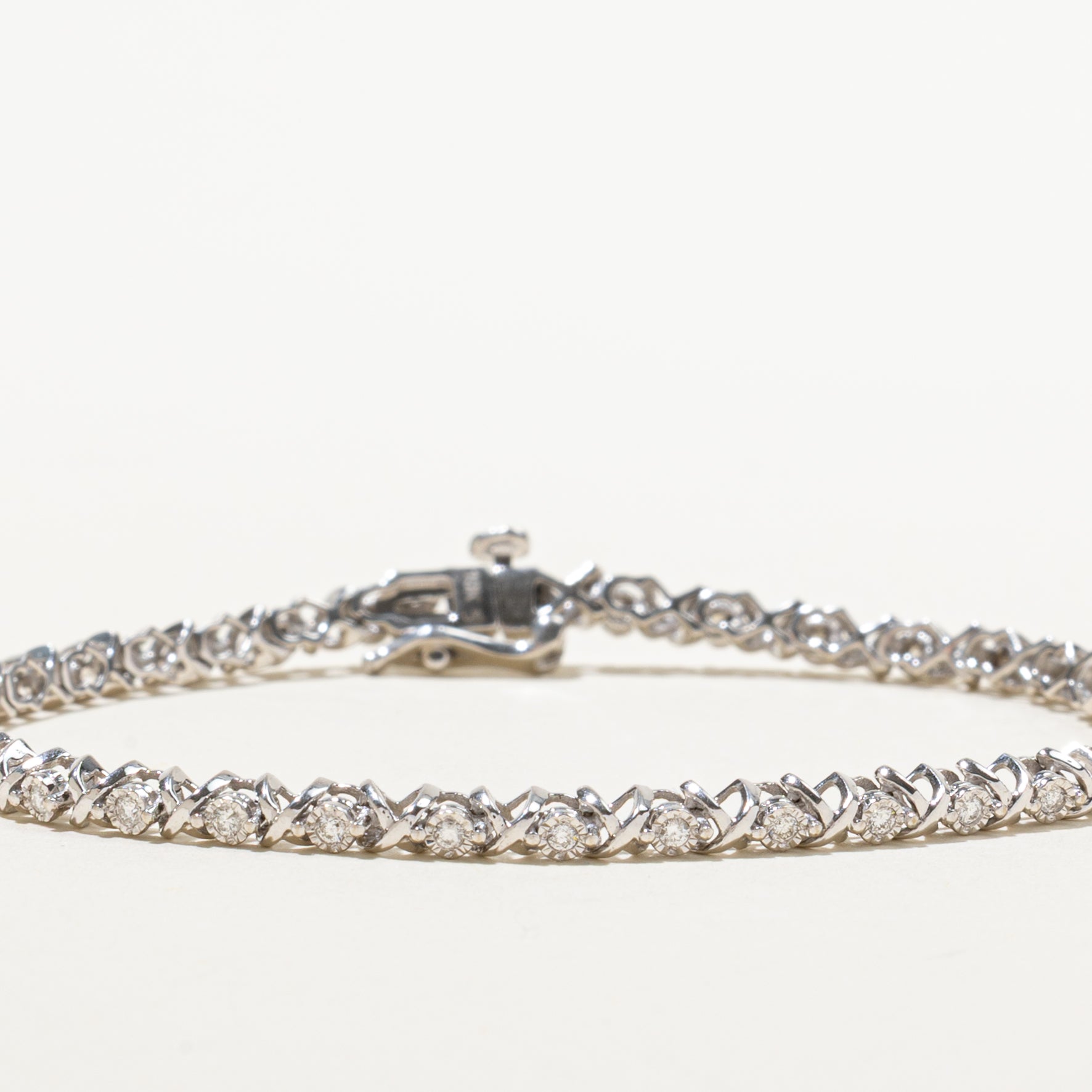 White Gold Illusion Set Diamond Tennis Bracelet | 0.42ctw | 7.5"