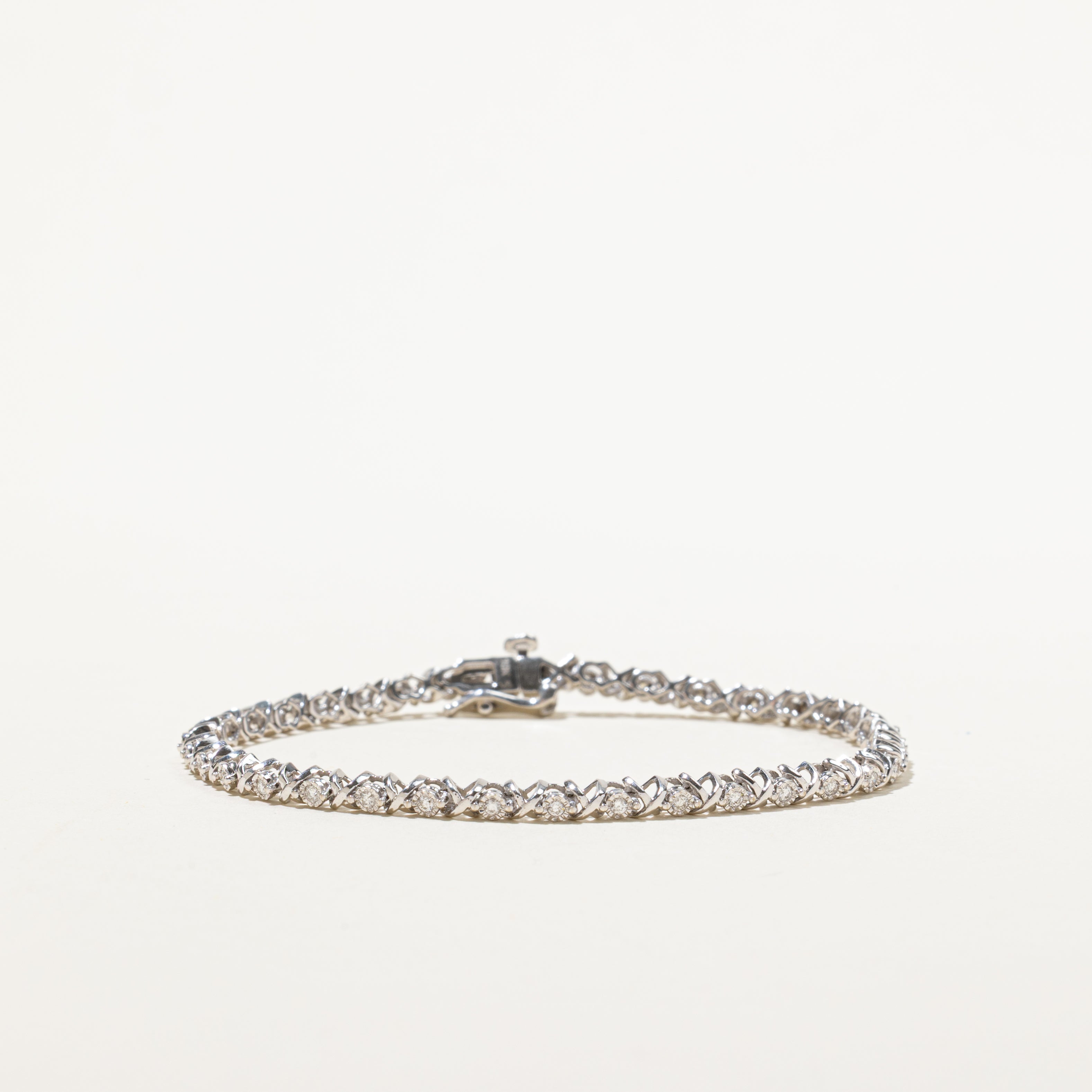 White Gold Illusion Set Diamond Tennis Bracelet | 0.42ctw | 7.5"