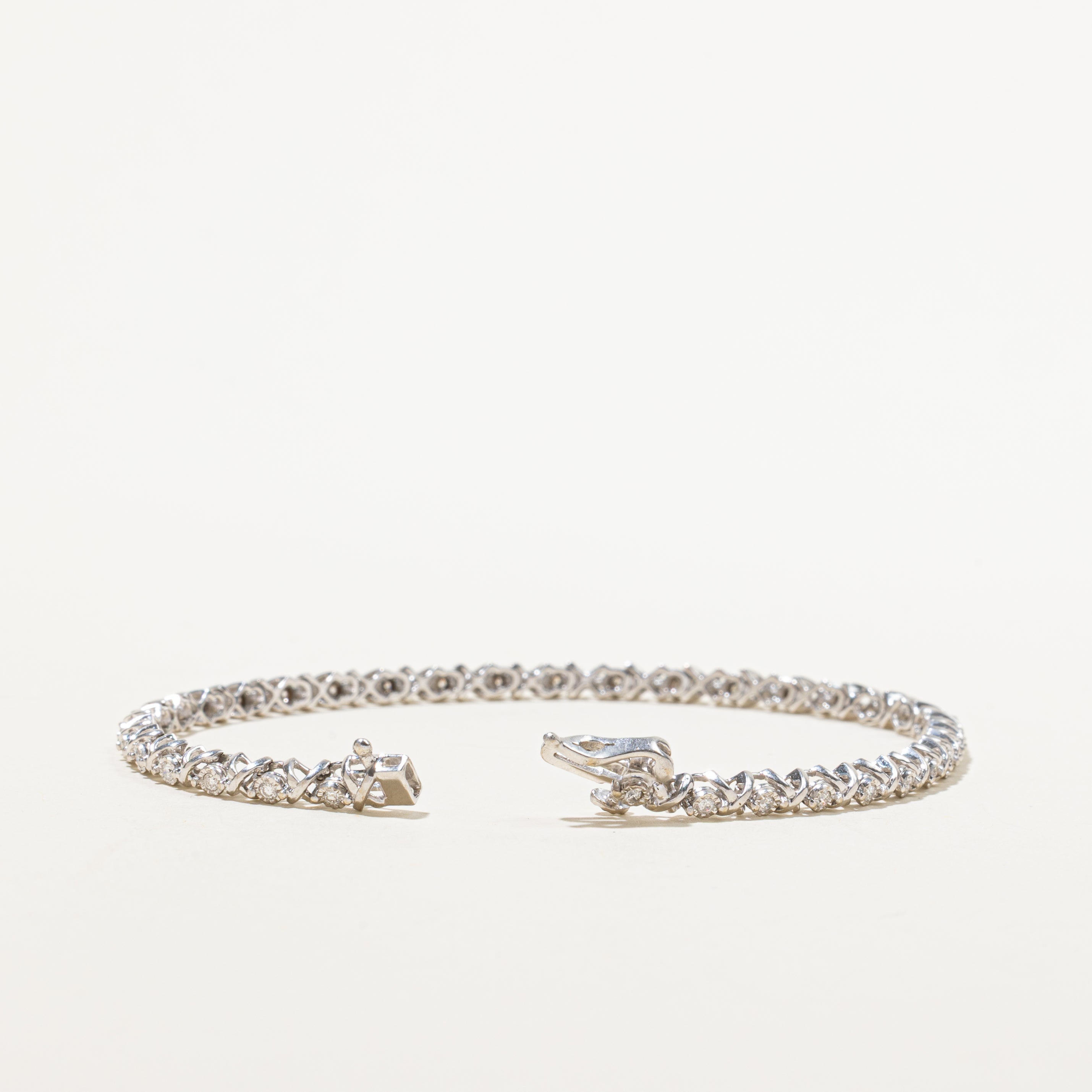 White Gold Illusion Set Diamond Tennis Bracelet | 0.42ctw | 7.5"