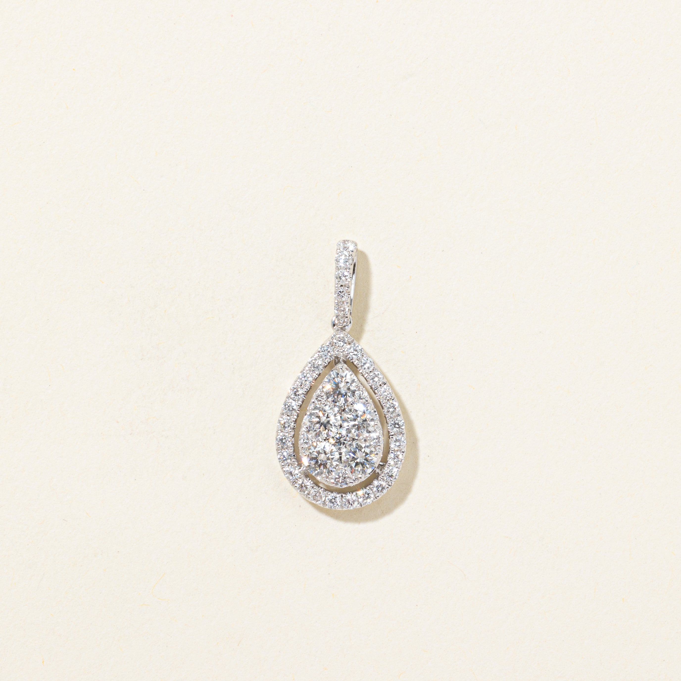 18k Illusion Set Diamond Pear Shaped Pendant | 0.97ctw