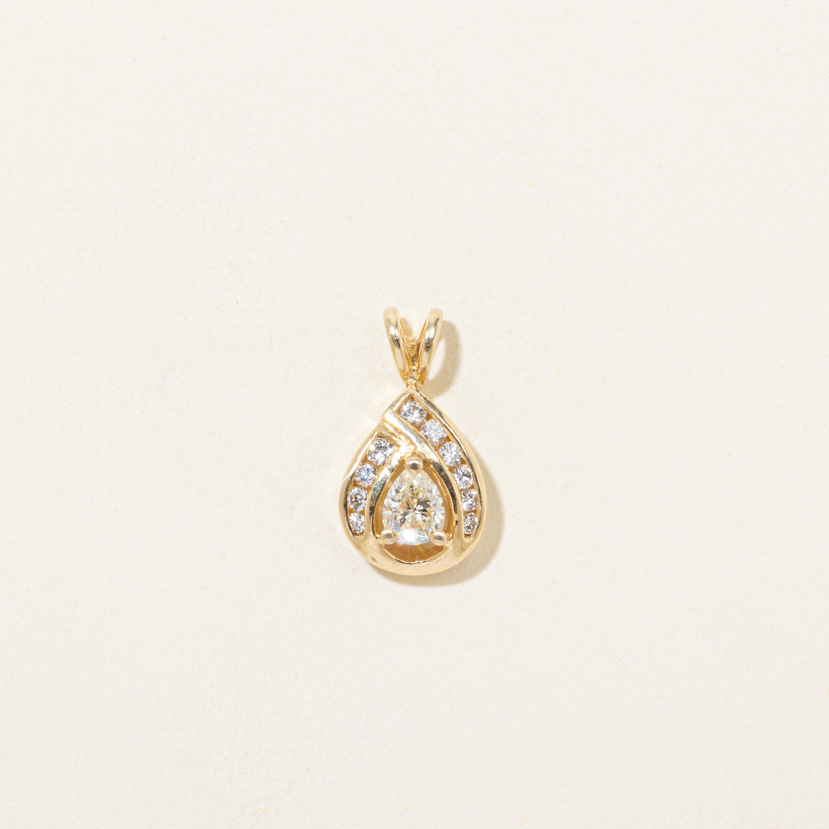 Pear Cut Diamond Halo Pendant | 0.22ct