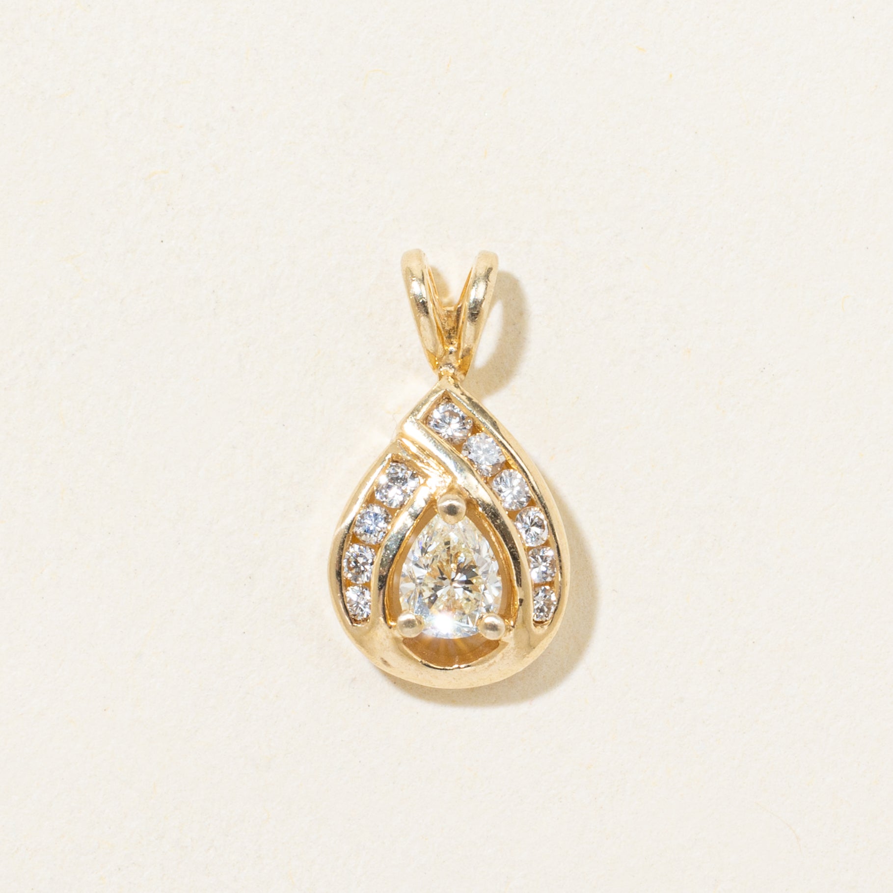 Pear Cut Diamond Halo Pendant | 0.22ct