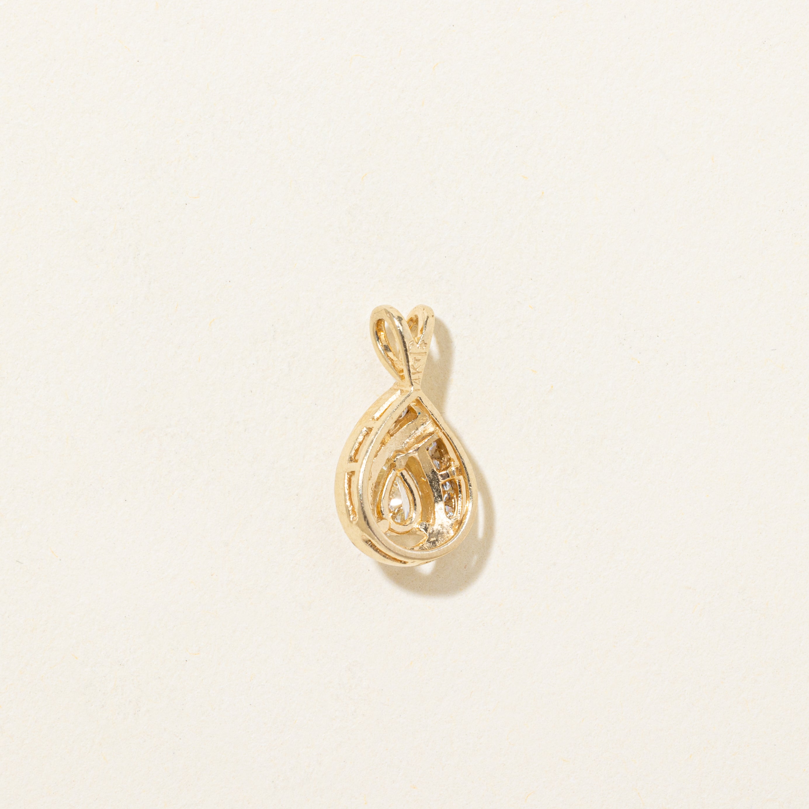 Pear Cut Diamond Halo Pendant | 0.22ct