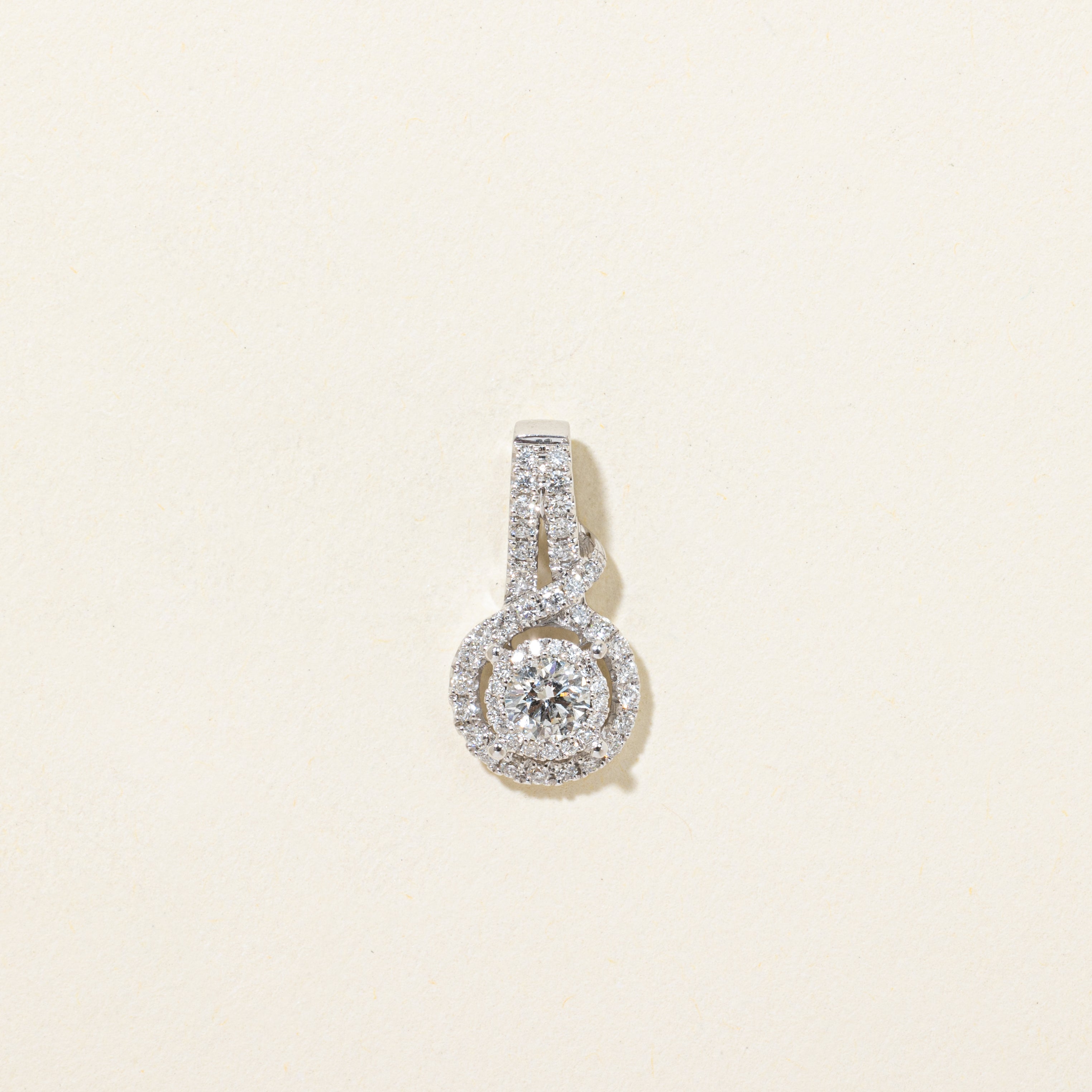 White Gold Pave Set Diamond Halo Pendant | 0.37ctw