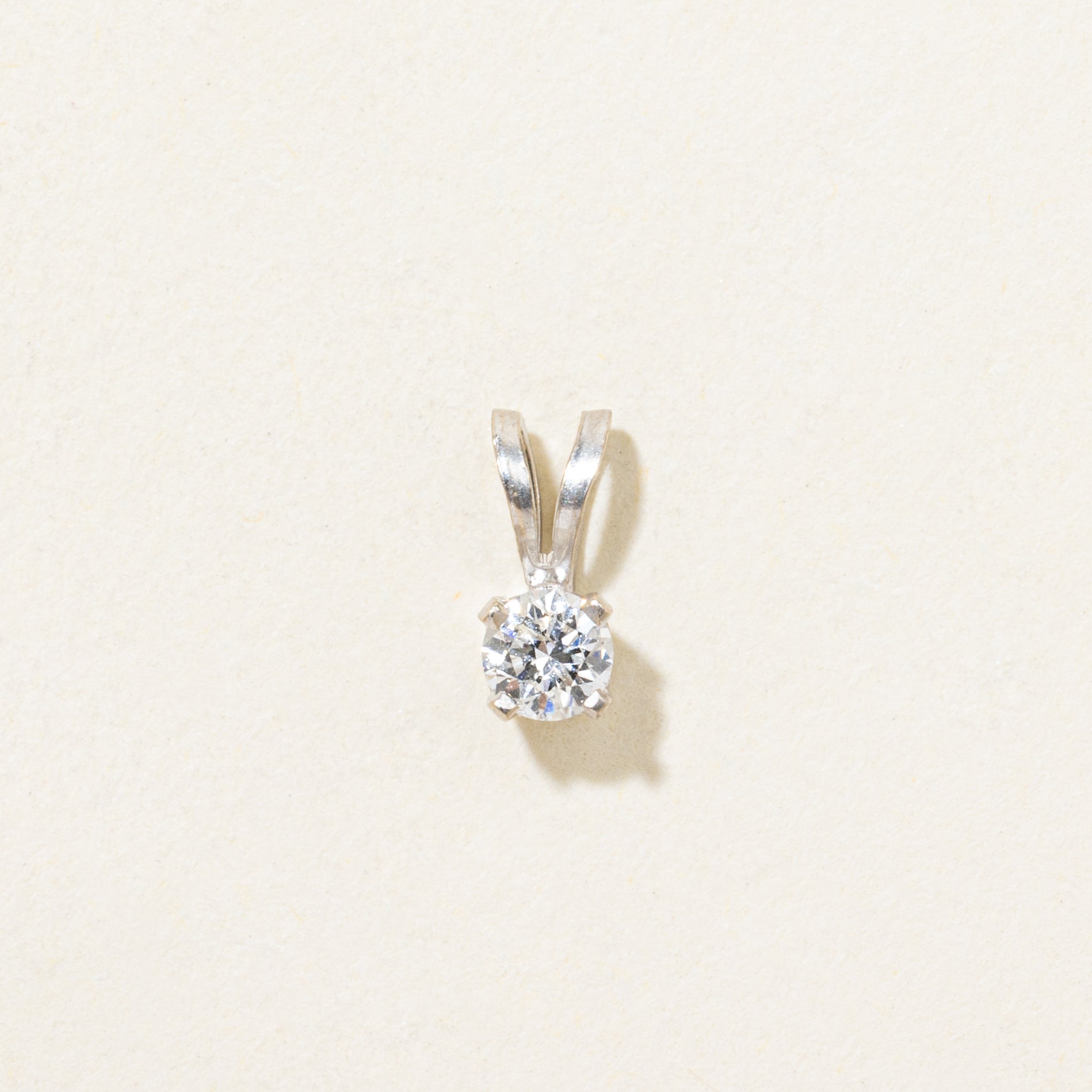 White Gold Solitaire Diamond Pendant | 0.14ct