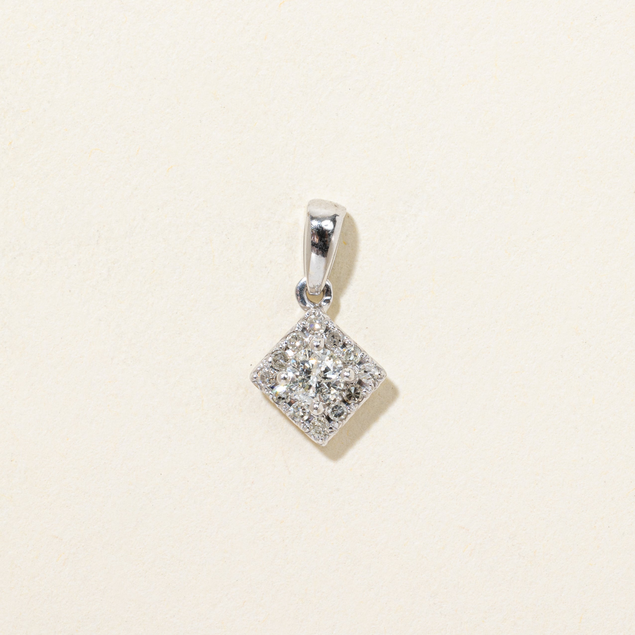 Solitaire Diamond Square Halo Pendant | 0.25ctw
