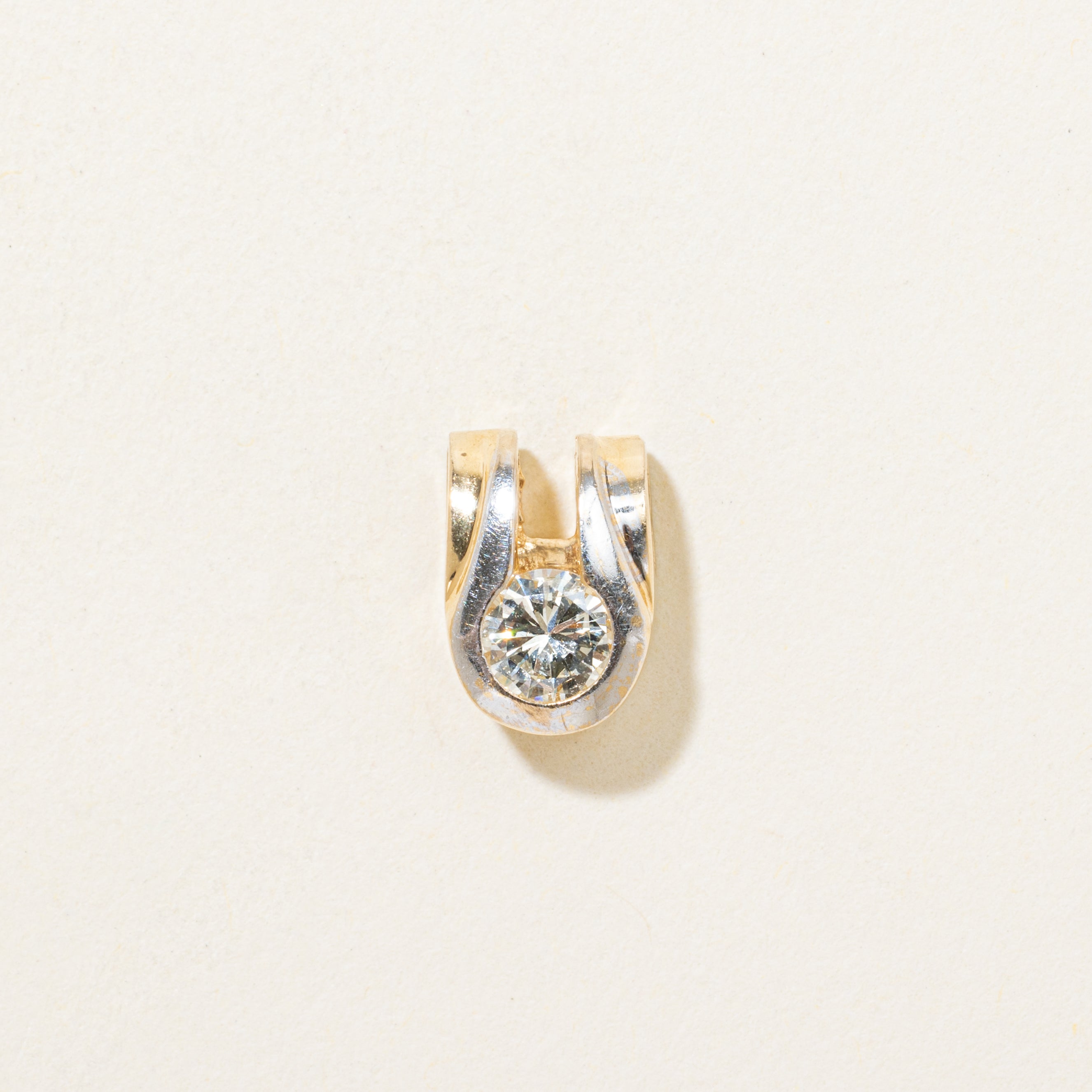 Two Tone Semi Bezel Set Diamond Pendant | 0.25ct