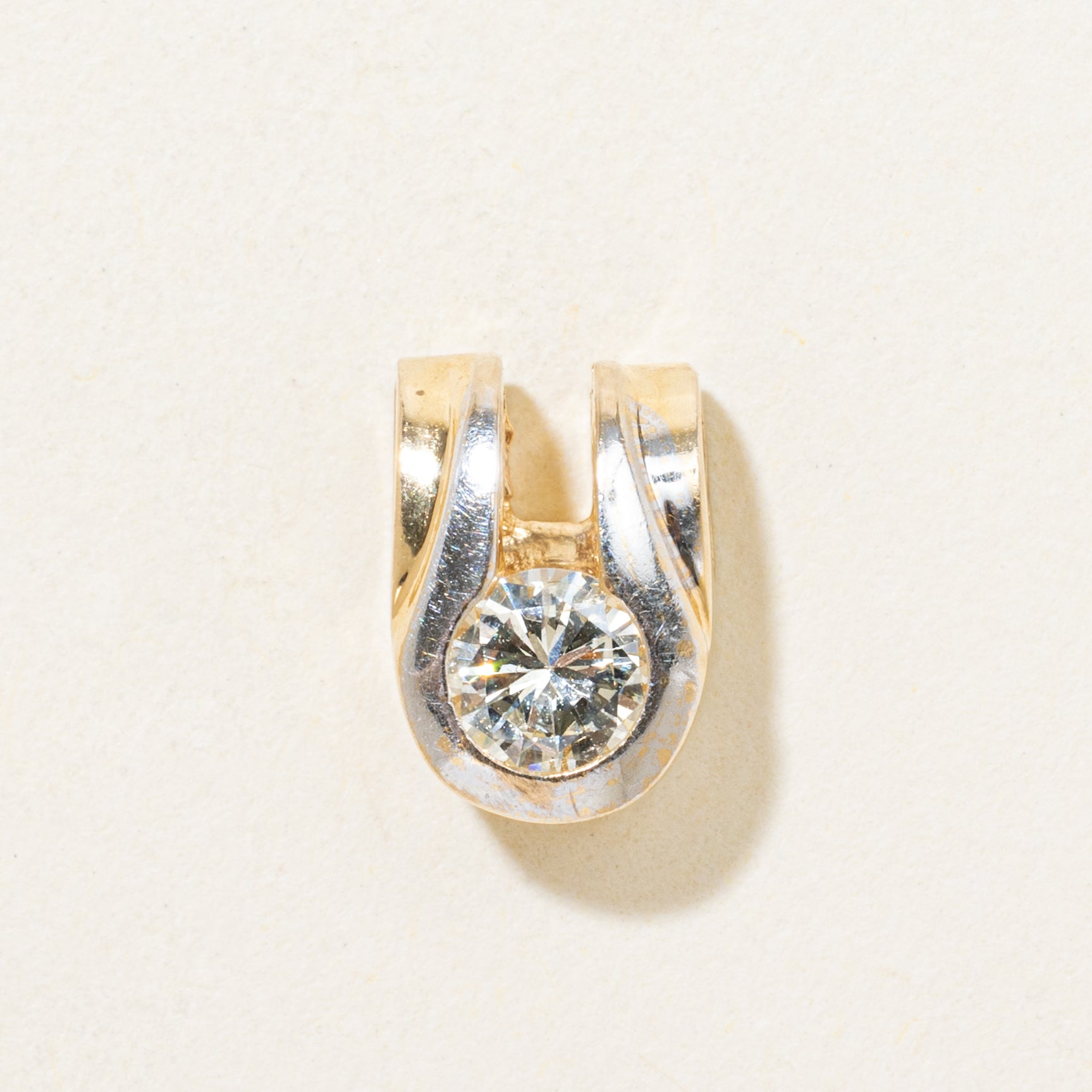 Two Tone Semi Bezel Set Diamond Pendant | 0.25ct