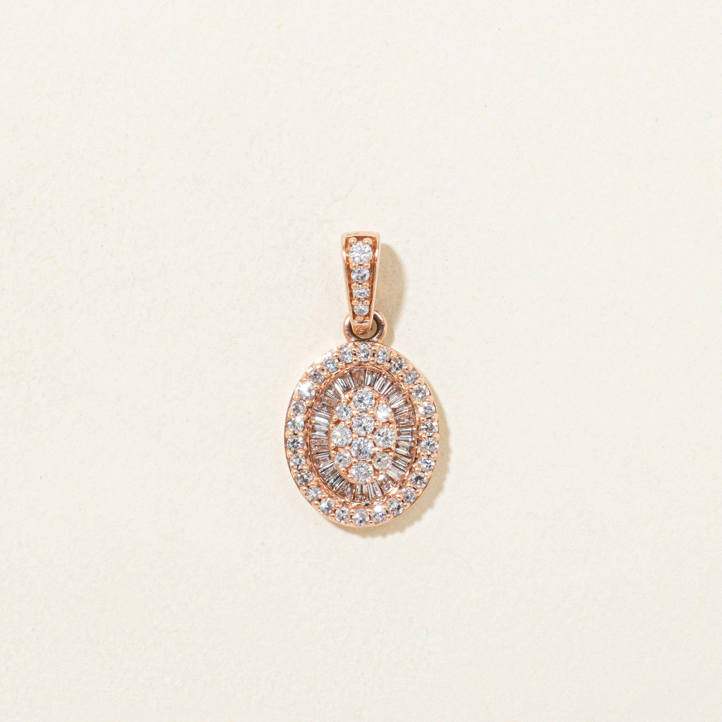 Mixed Cut Diamond Oval Cluster Halo Pendant | 0.33ctw