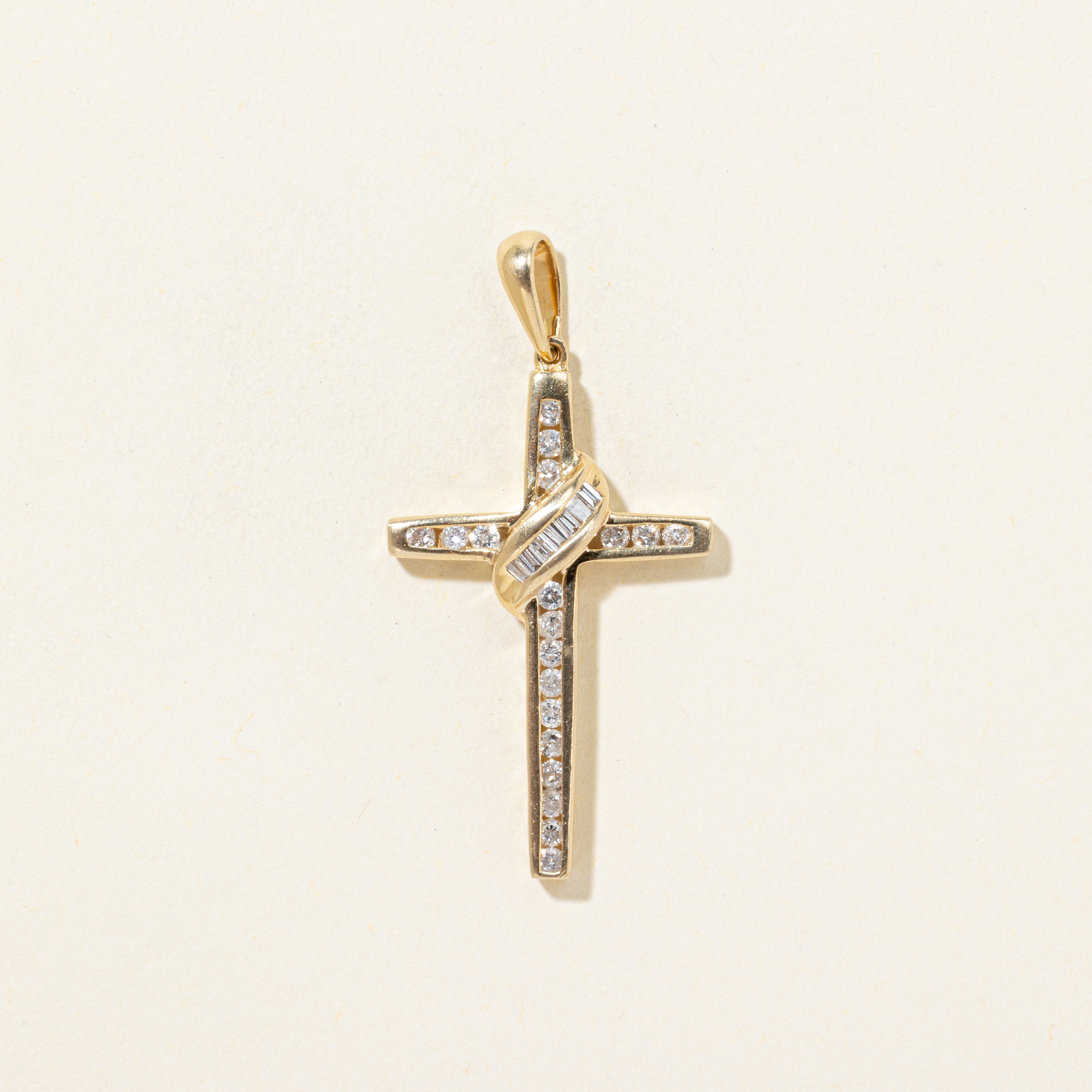 Channel Set Diamond Cross Pendant | 0.42ctw