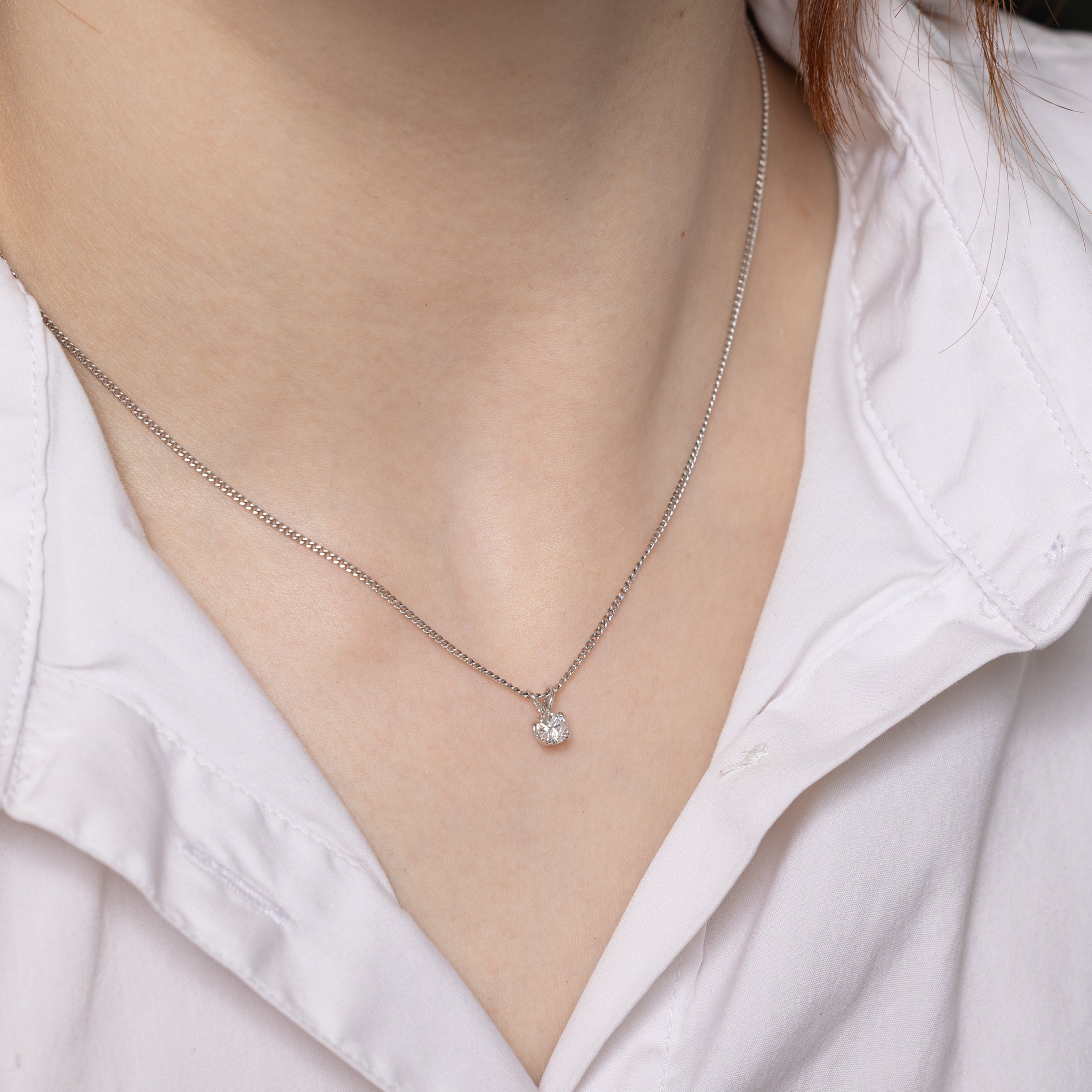 White Gold Solitaire Diamond Pendant | 0.25ct