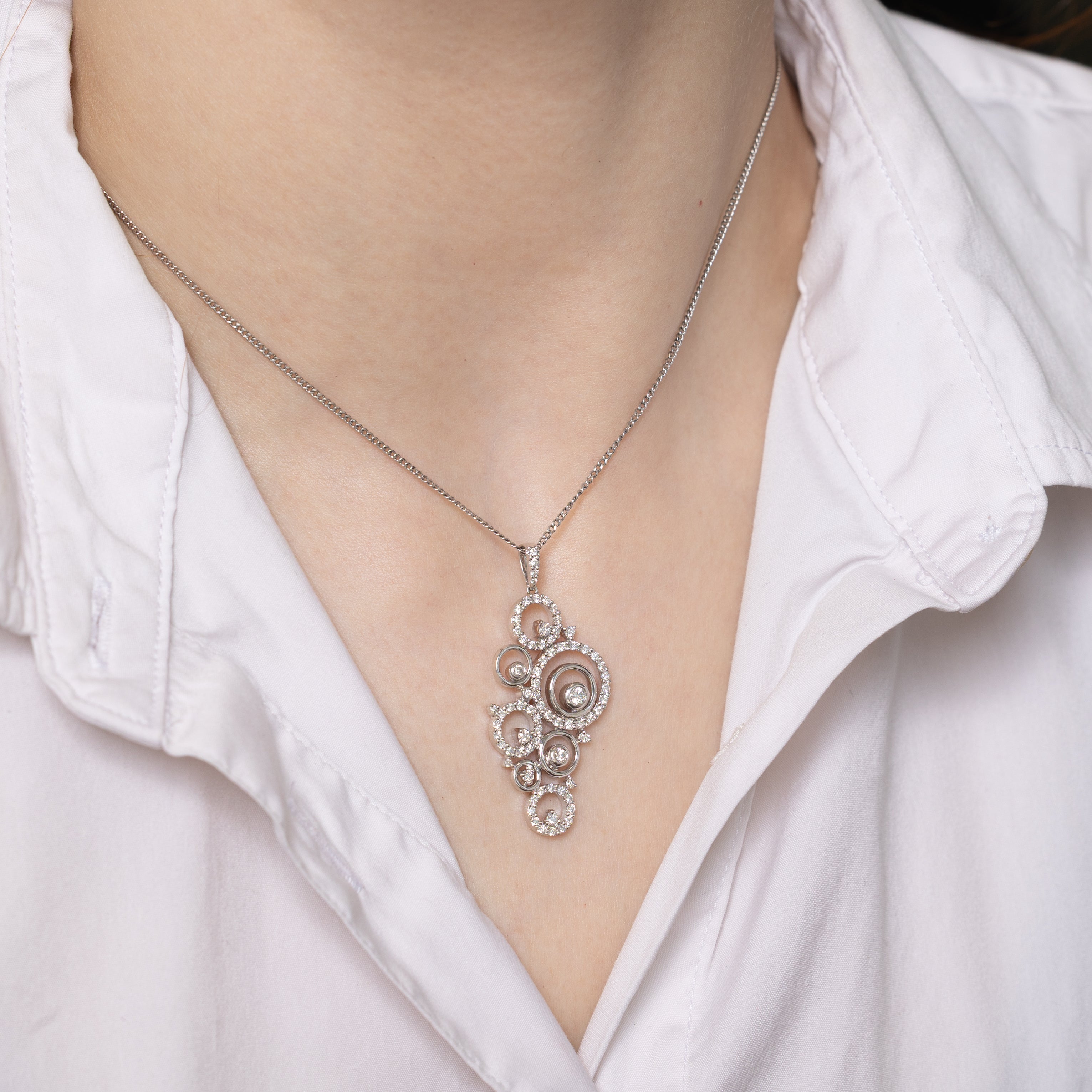 Diamond Open Circles Drop Pendant | 0.95ctw