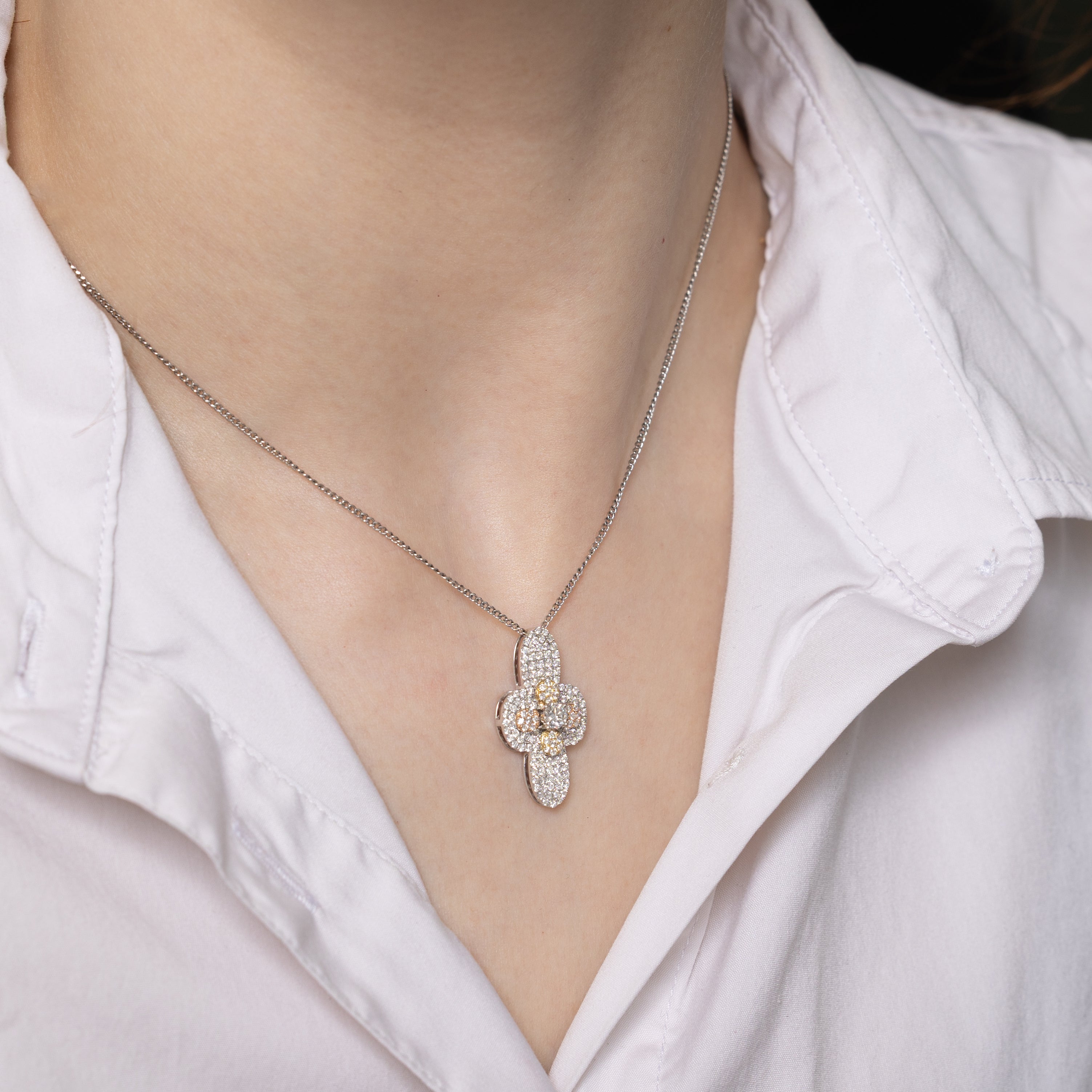 18k Tri Tone Pave Set Diamond Pendant | 1.20ctw