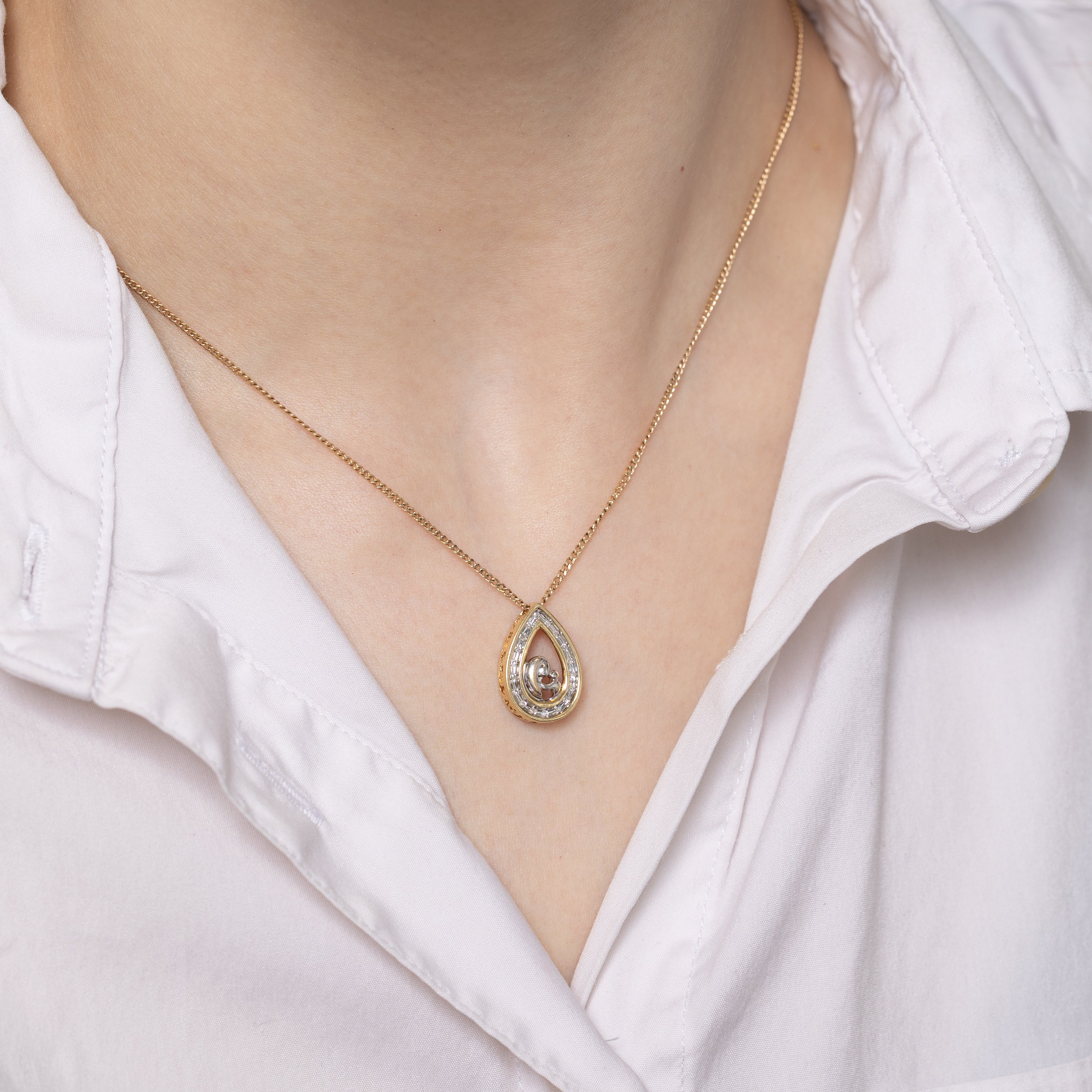 Diamond Halo Pear Shaped Pendant | 0.06ctw
