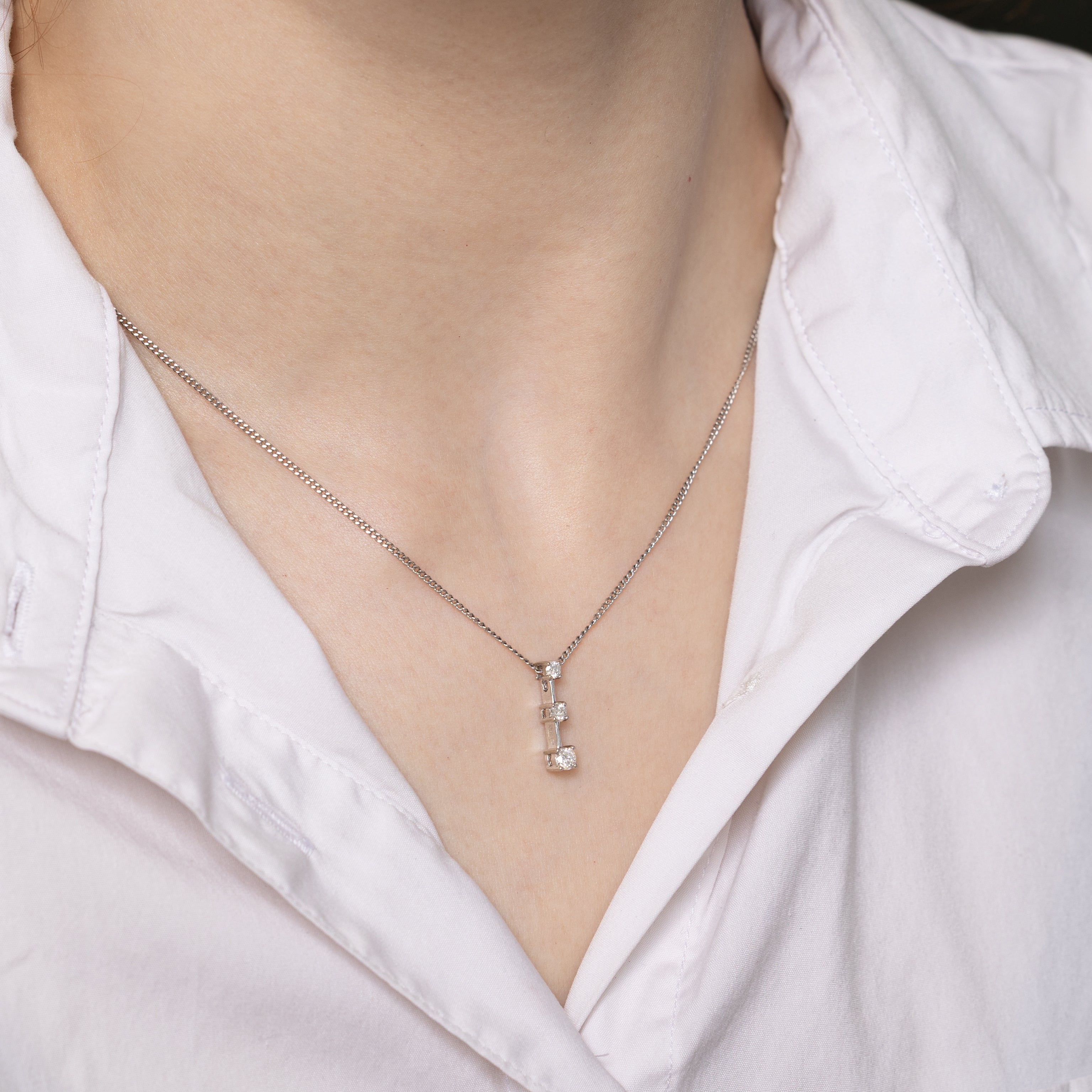 White Gold Three Stone Diamond Journey Pendant | 0.27ctw