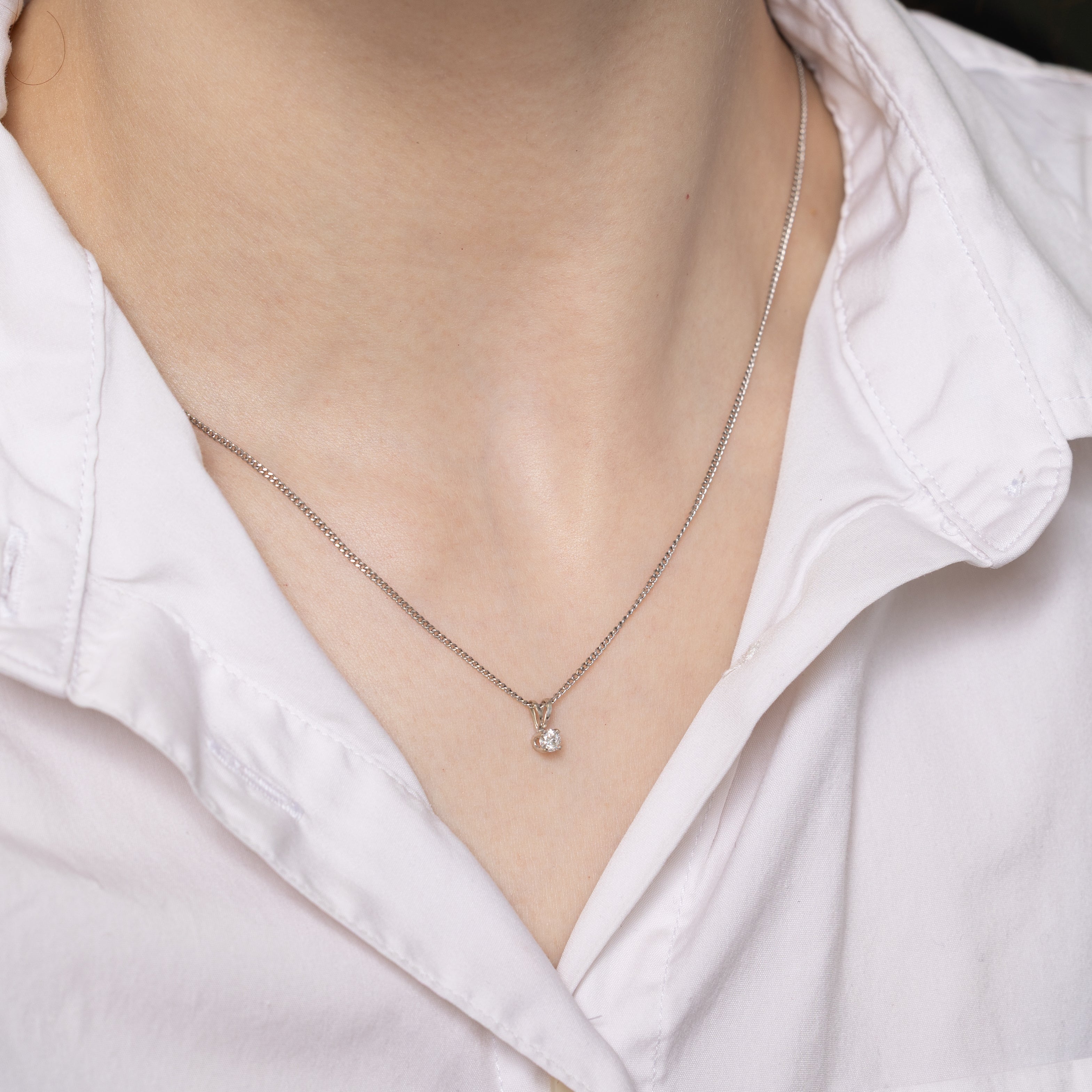 White Gold Solitaire Diamond Pendant | 0.14ct