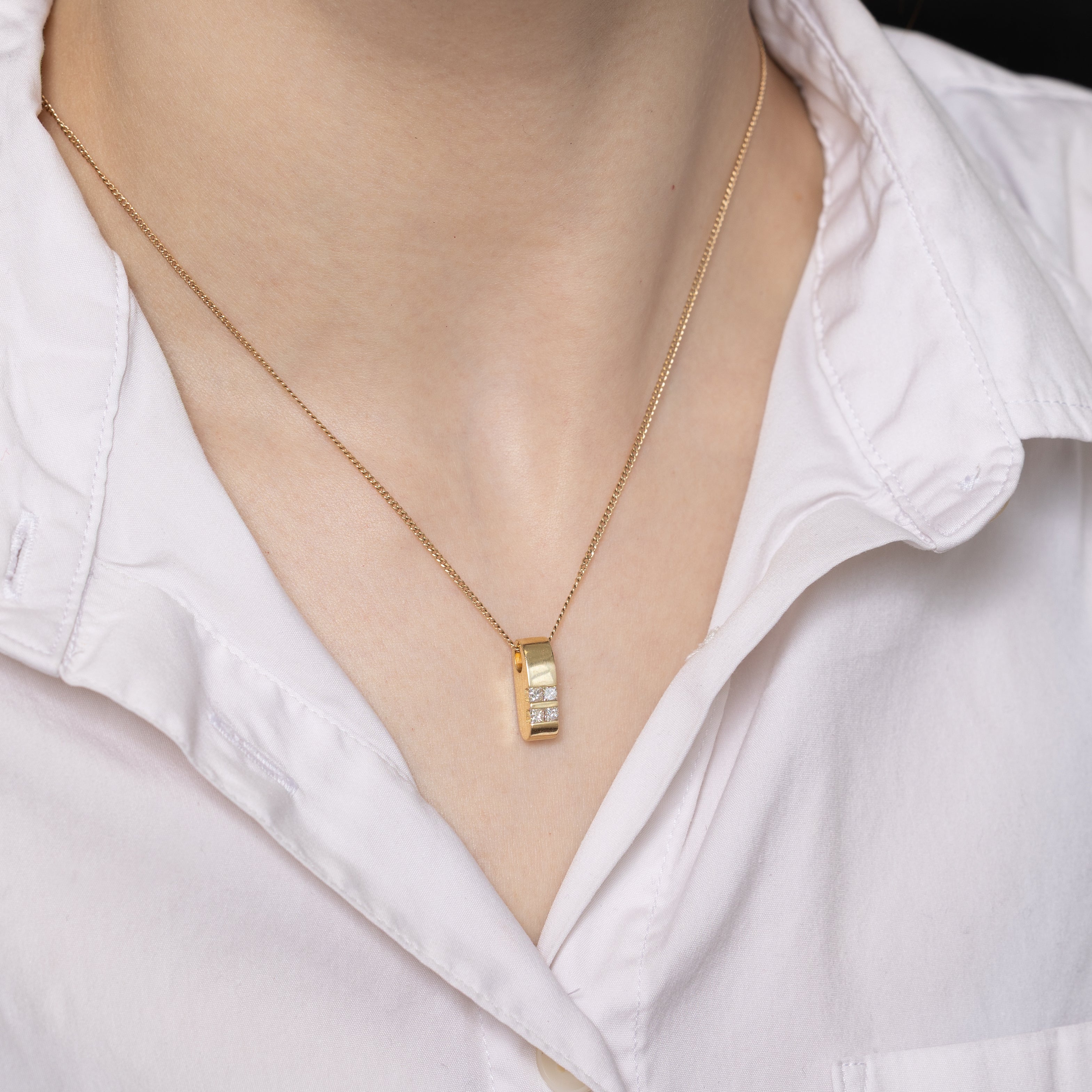 Channel Set Princess Cut Diamond Bar Pendant | 0.28ctw