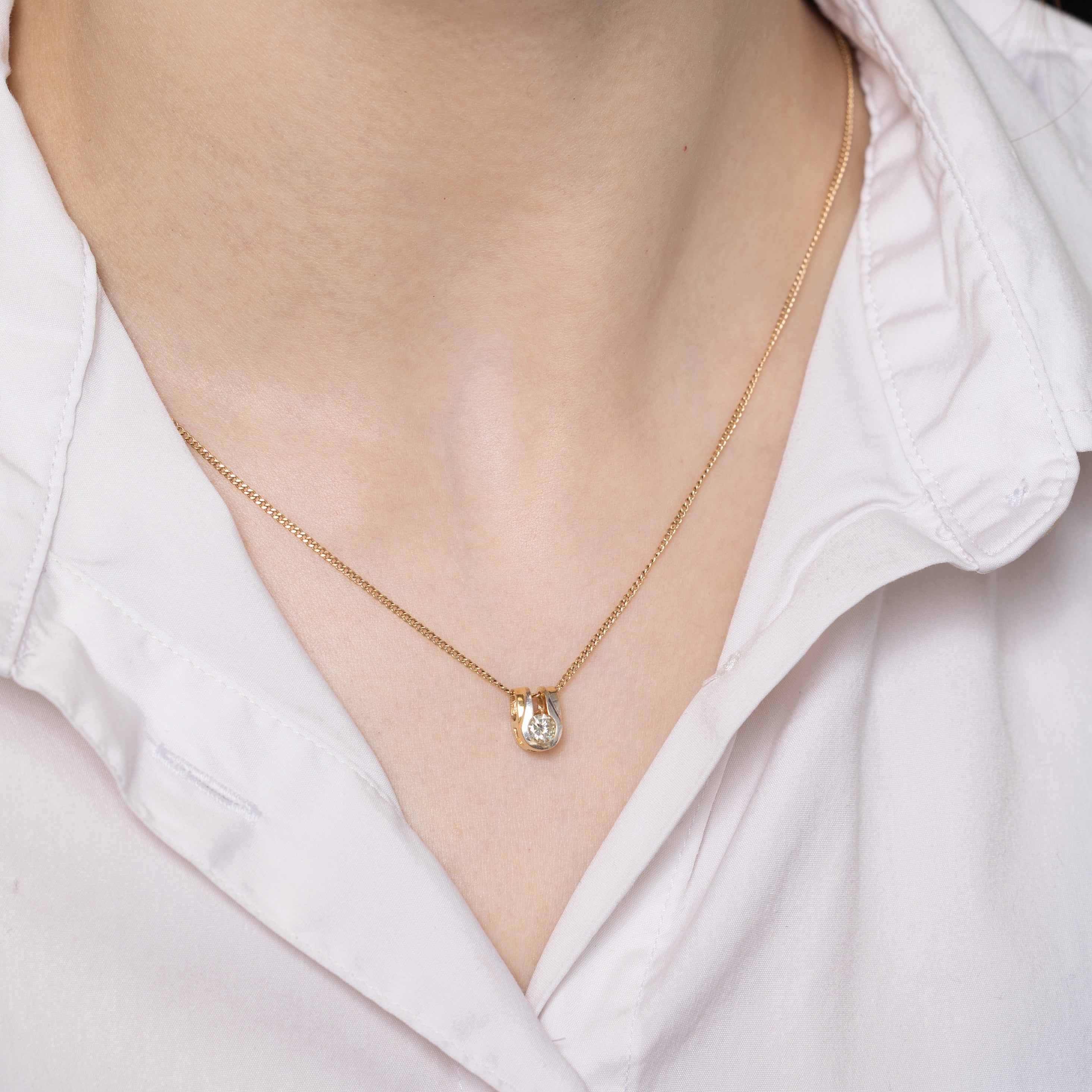 Two Tone Semi Bezel Set Diamond Pendant | 0.25ct