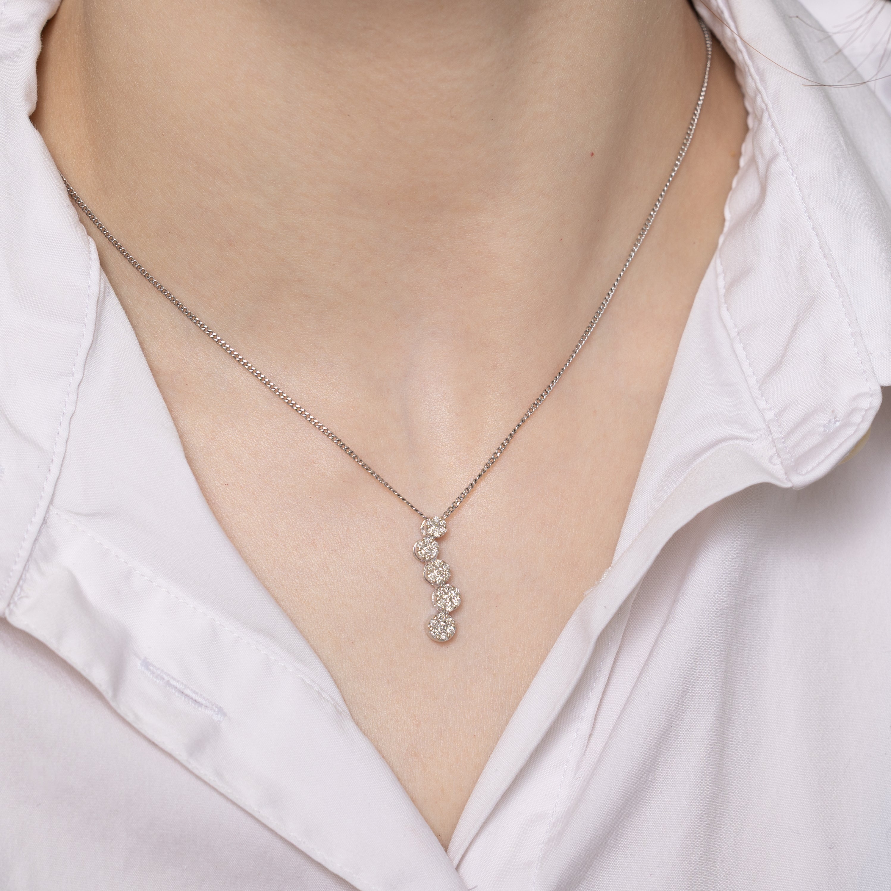 White Gold Diamond Cluster Journey Pendant | 0.50ctw