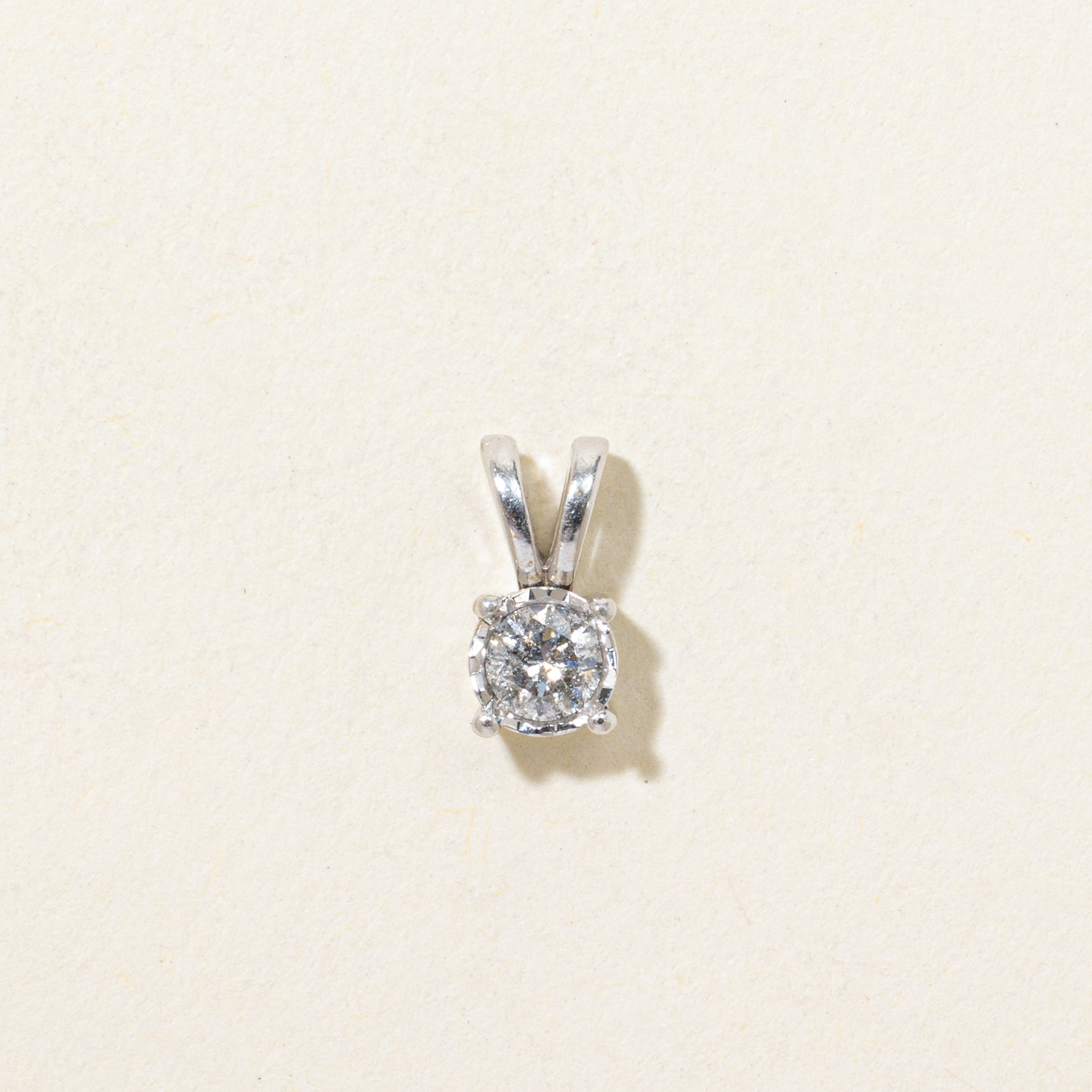 White Gold Solitaire Diamond Pendant | 0.12ct