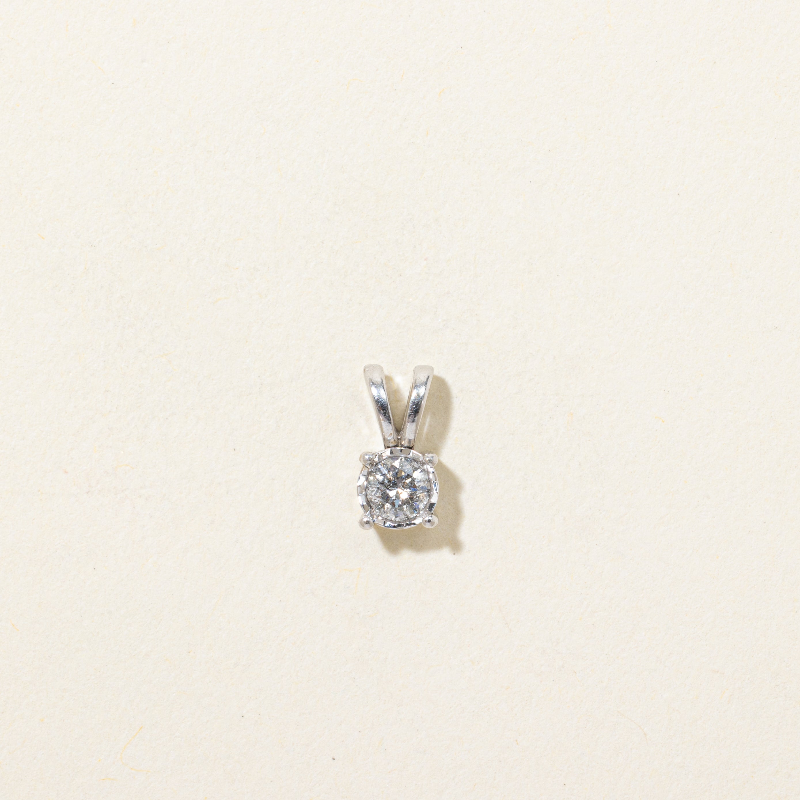 White Gold Solitaire Diamond Pendant | 0.12ct