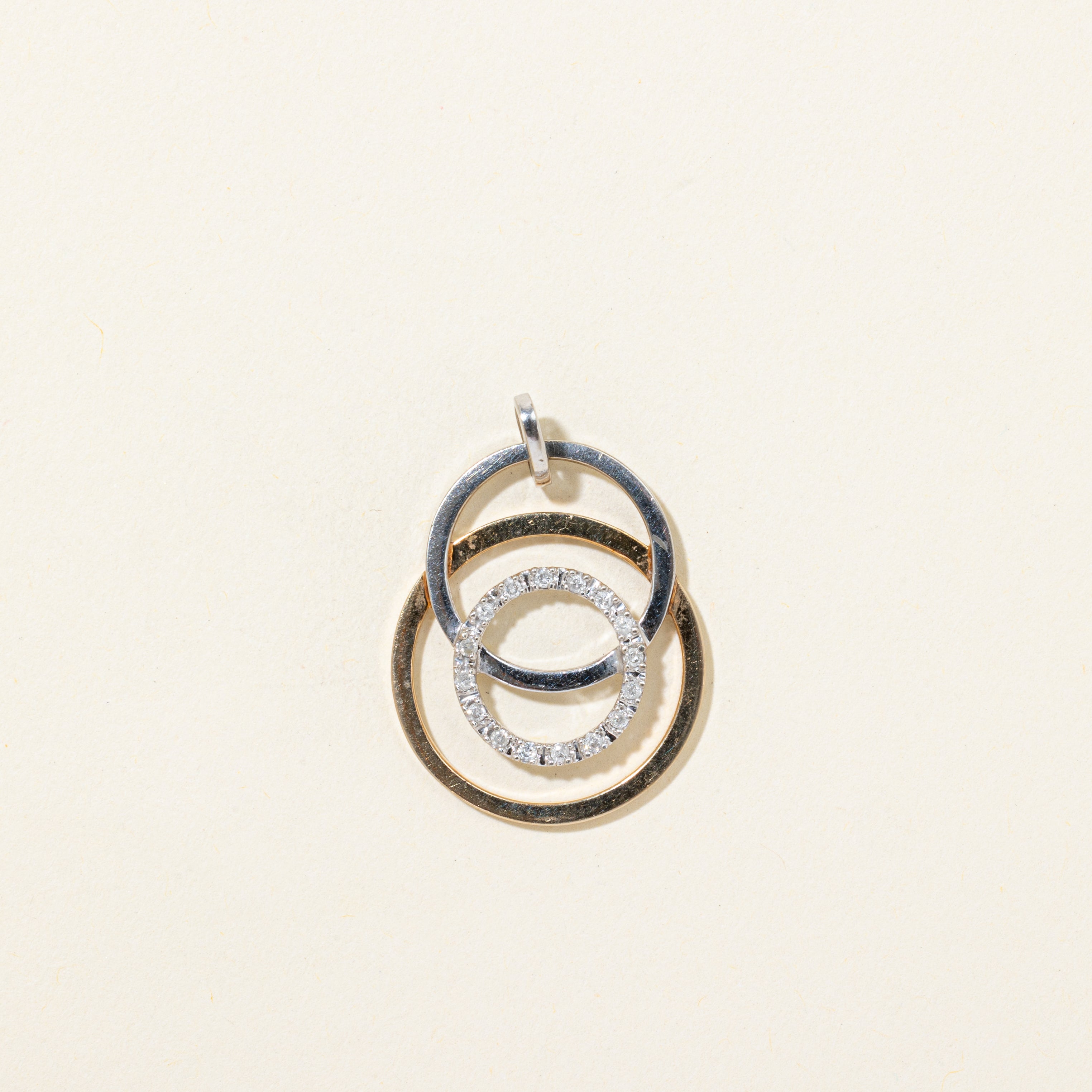 Two Tone Diamond Interlocking Circle Pendant | 0.11ctw