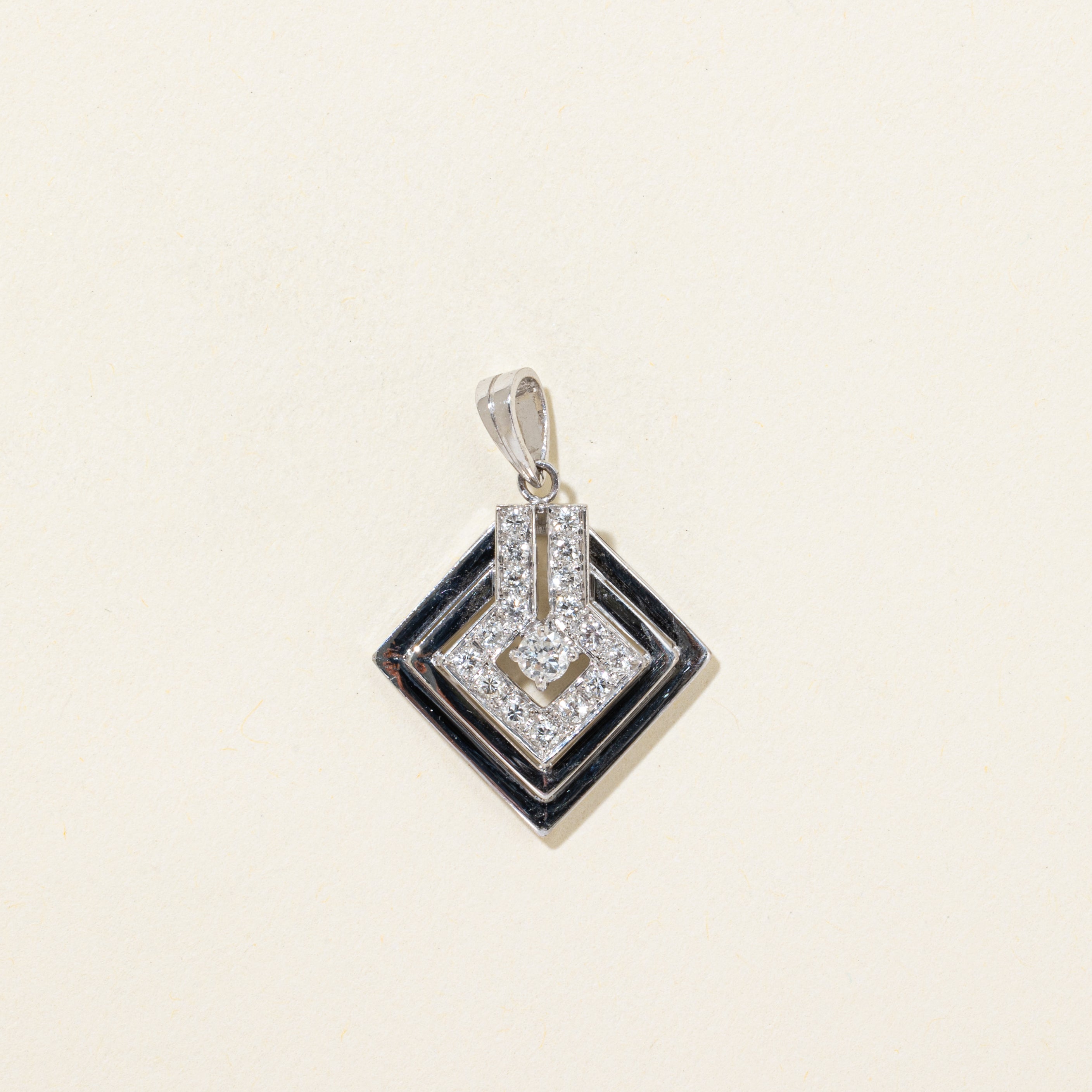 White Gold Diamond Cluster Geometric Pendant | 0.30ctw
