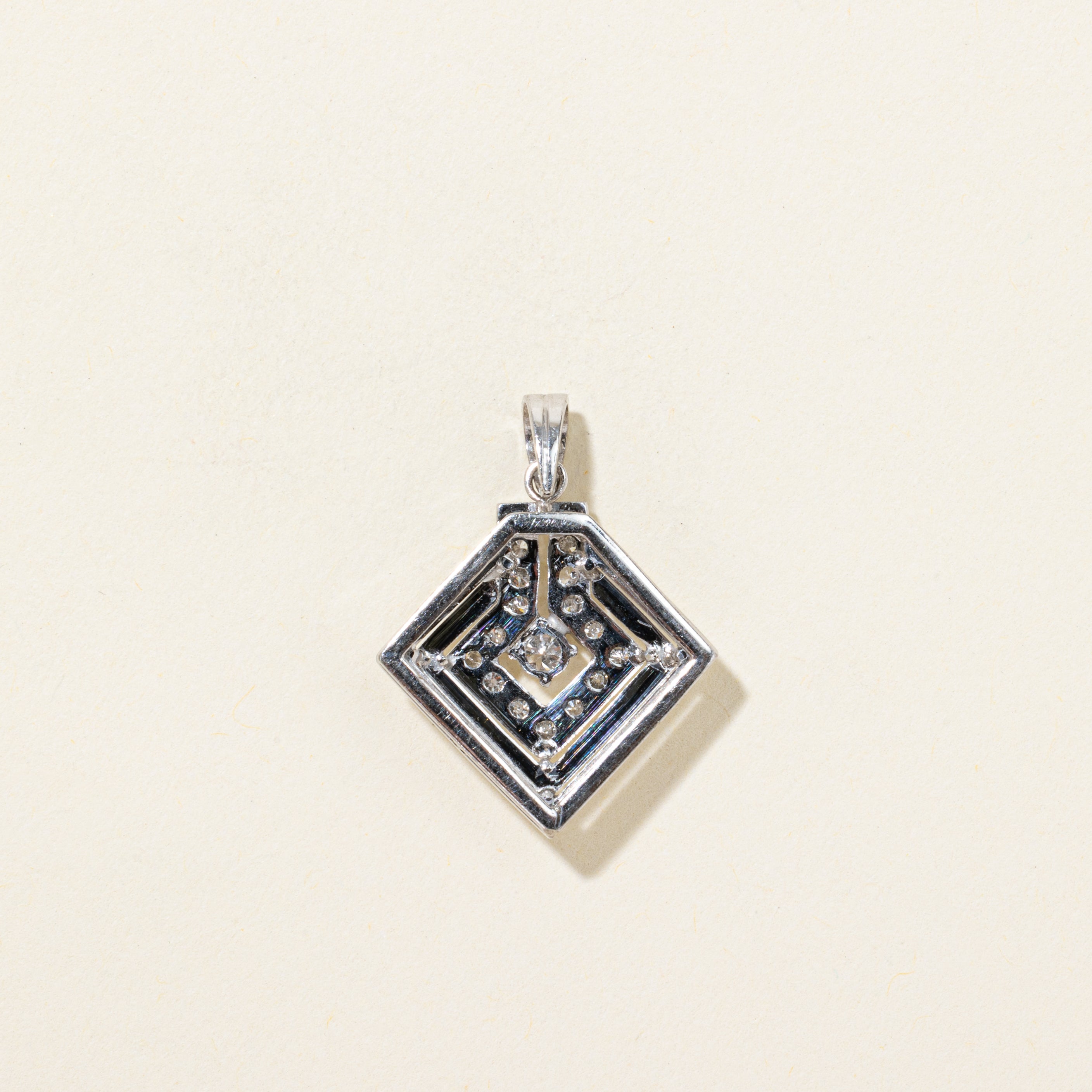 White Gold Diamond Cluster Geometric Pendant | 0.30ctw