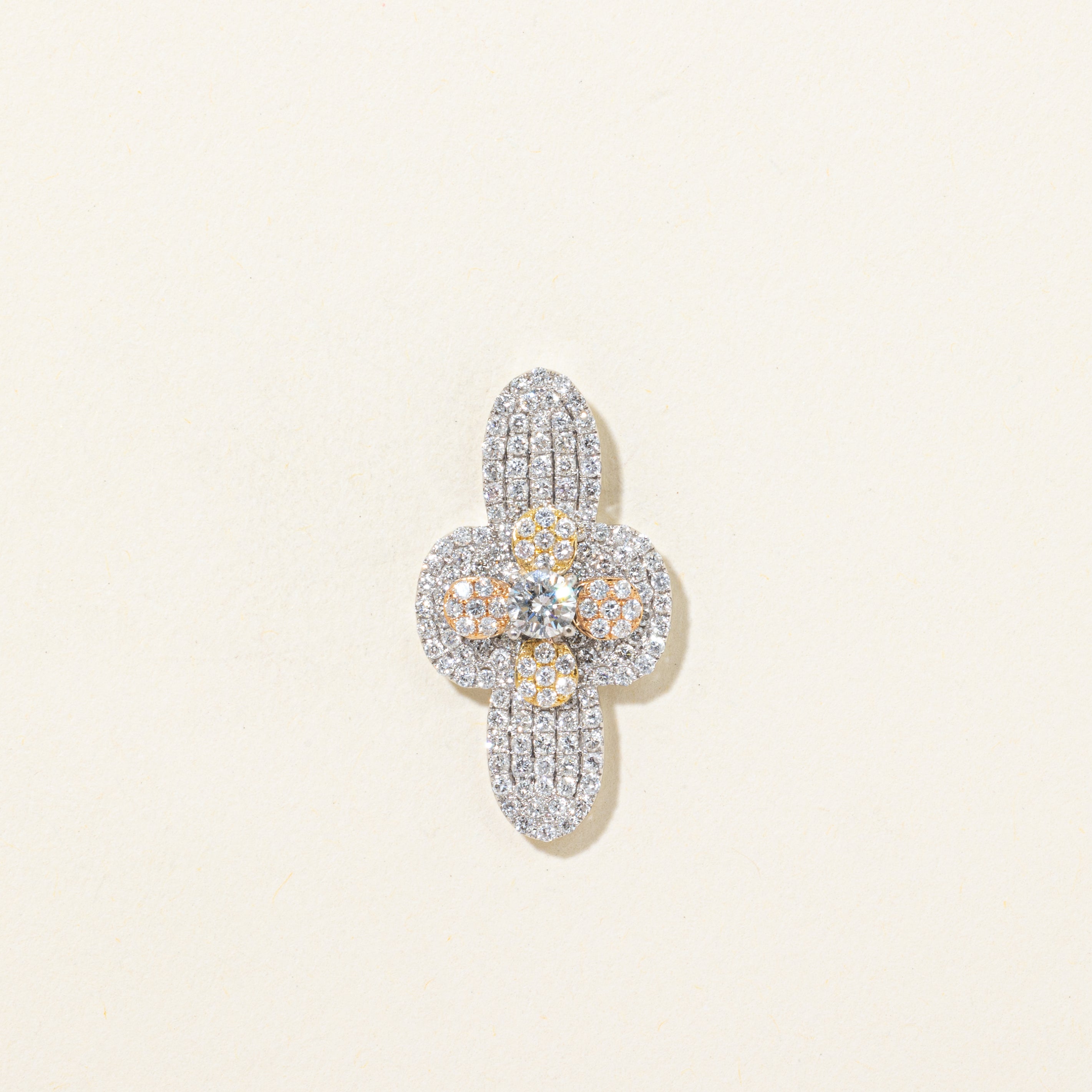 18k Tri Tone Pave Set Diamond Pendant | 1.20ctw