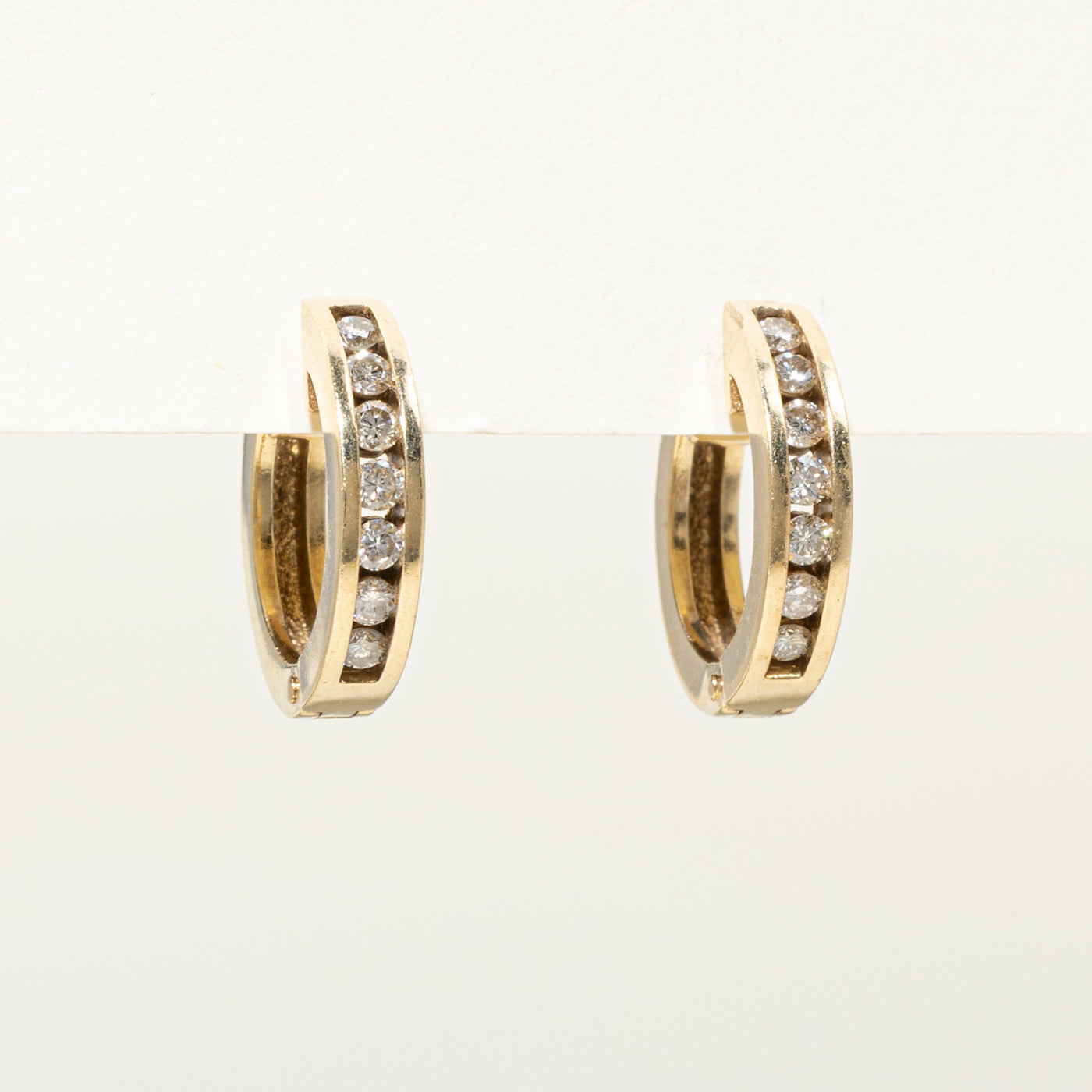 Channel Set Brown Diamond Hoop Earrings | 0.42ctw