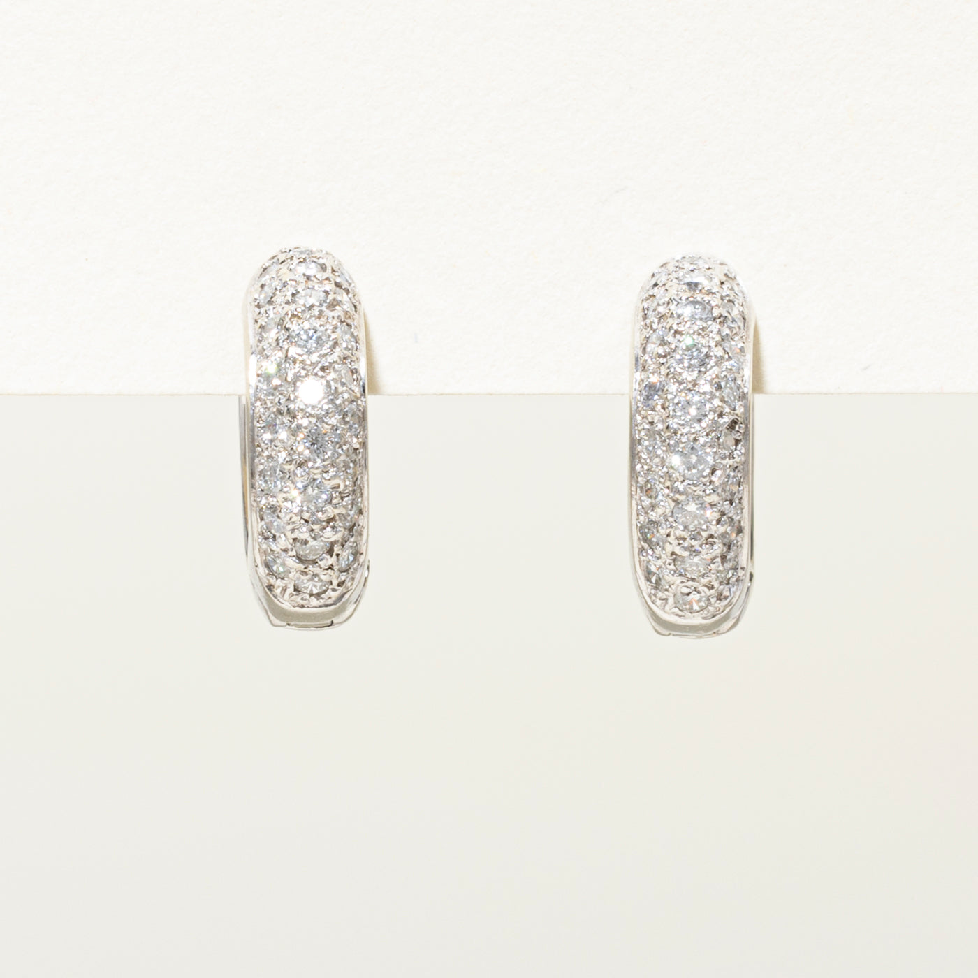 18k Pave Set Diamond Hoop Earrings | 0.50ctw