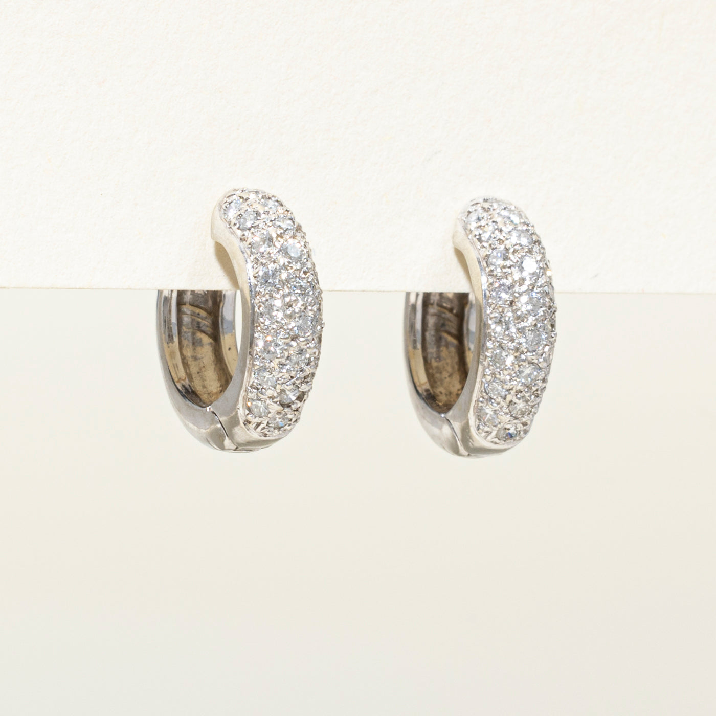 18k Pave Set Diamond Hoop Earrings | 0.50ctw