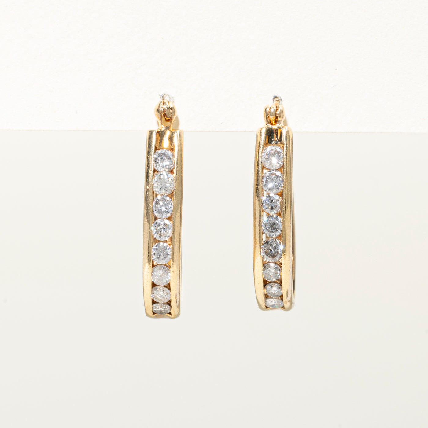 Channel Set Diamond Hoop Earrings | 0.94ctw